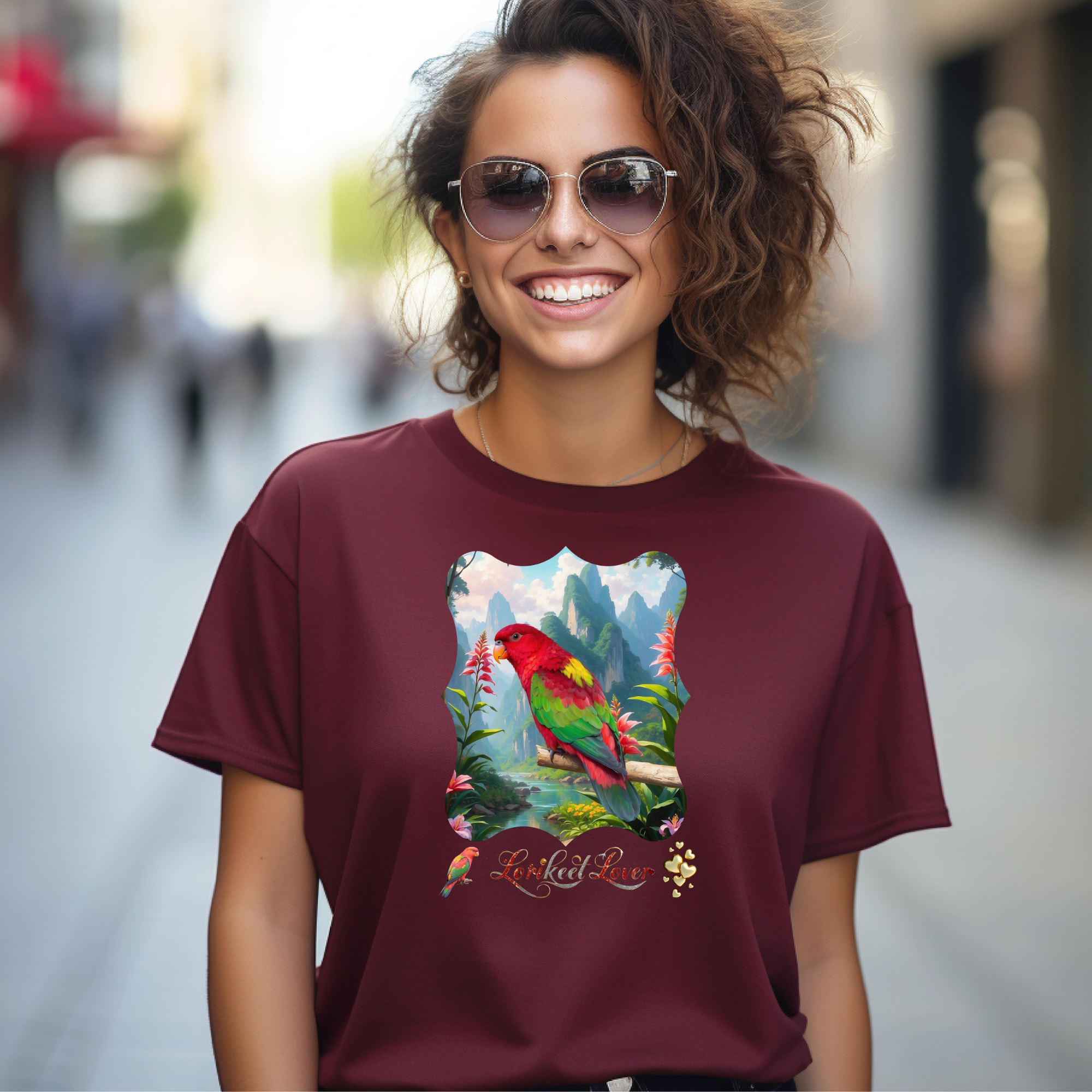 Lorikeet Lover Vibrant Flower T-Shirt