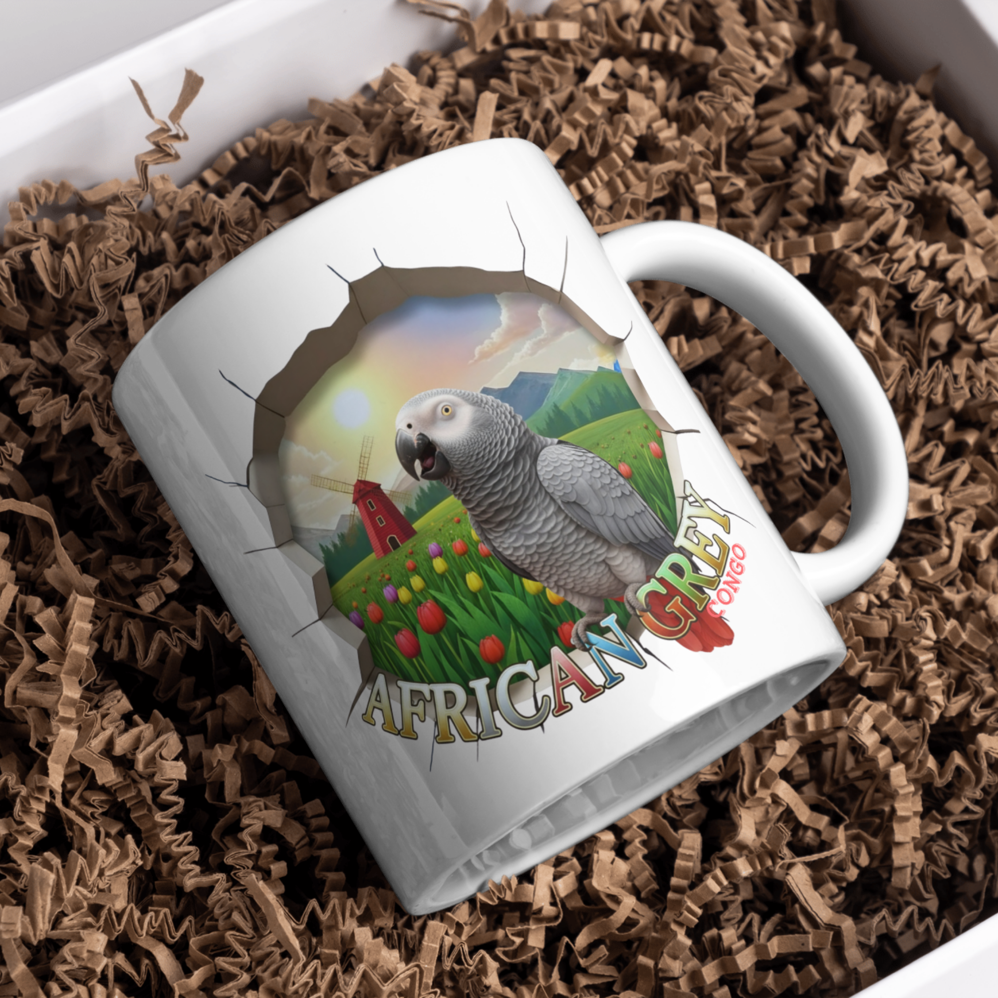 African Grey Congo Meadow Mug