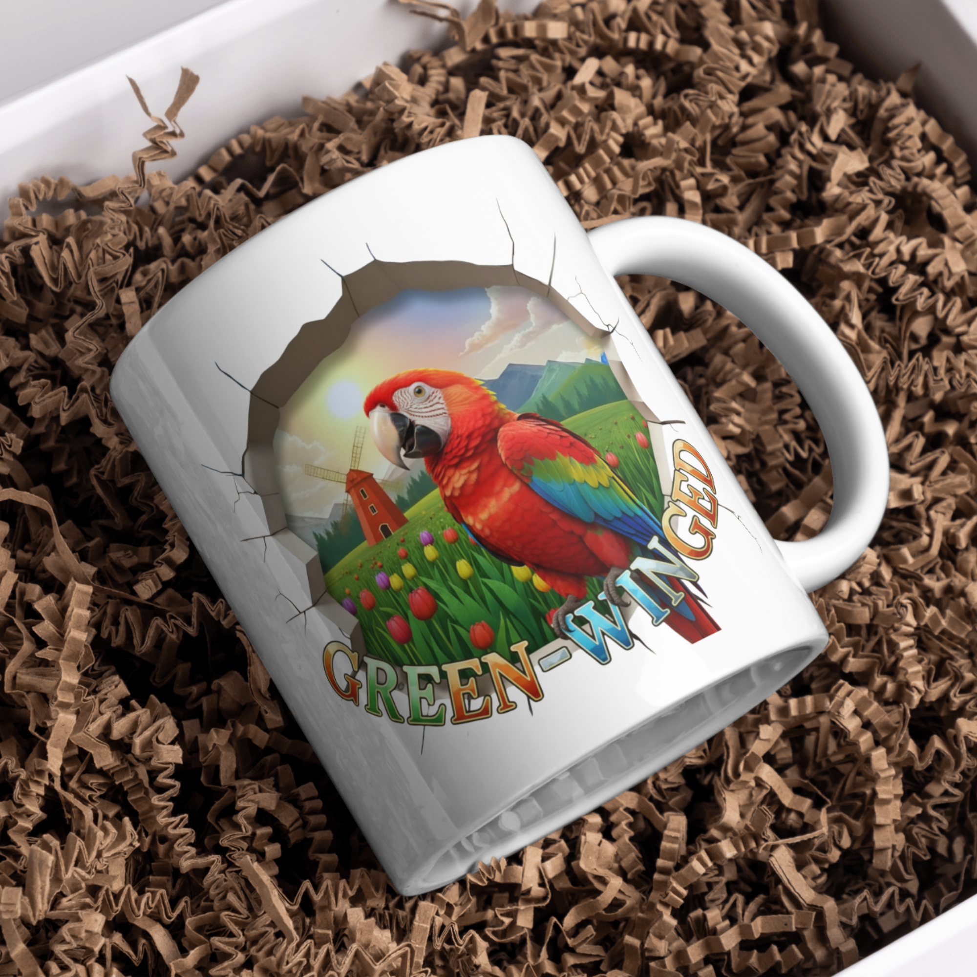 Green Winged Tulip Windmill Mug