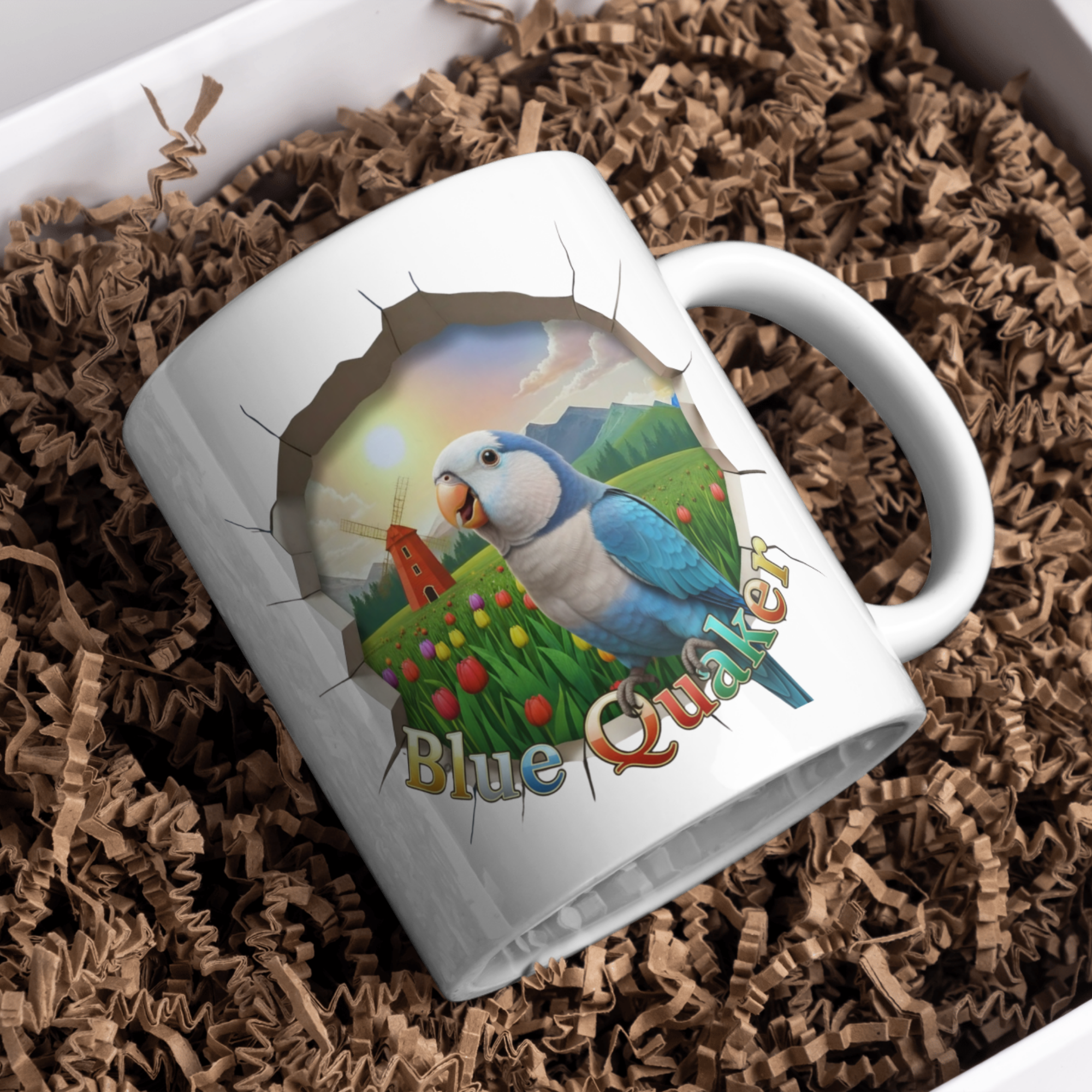 Blue Quaker Tulip Windmill Field Mug