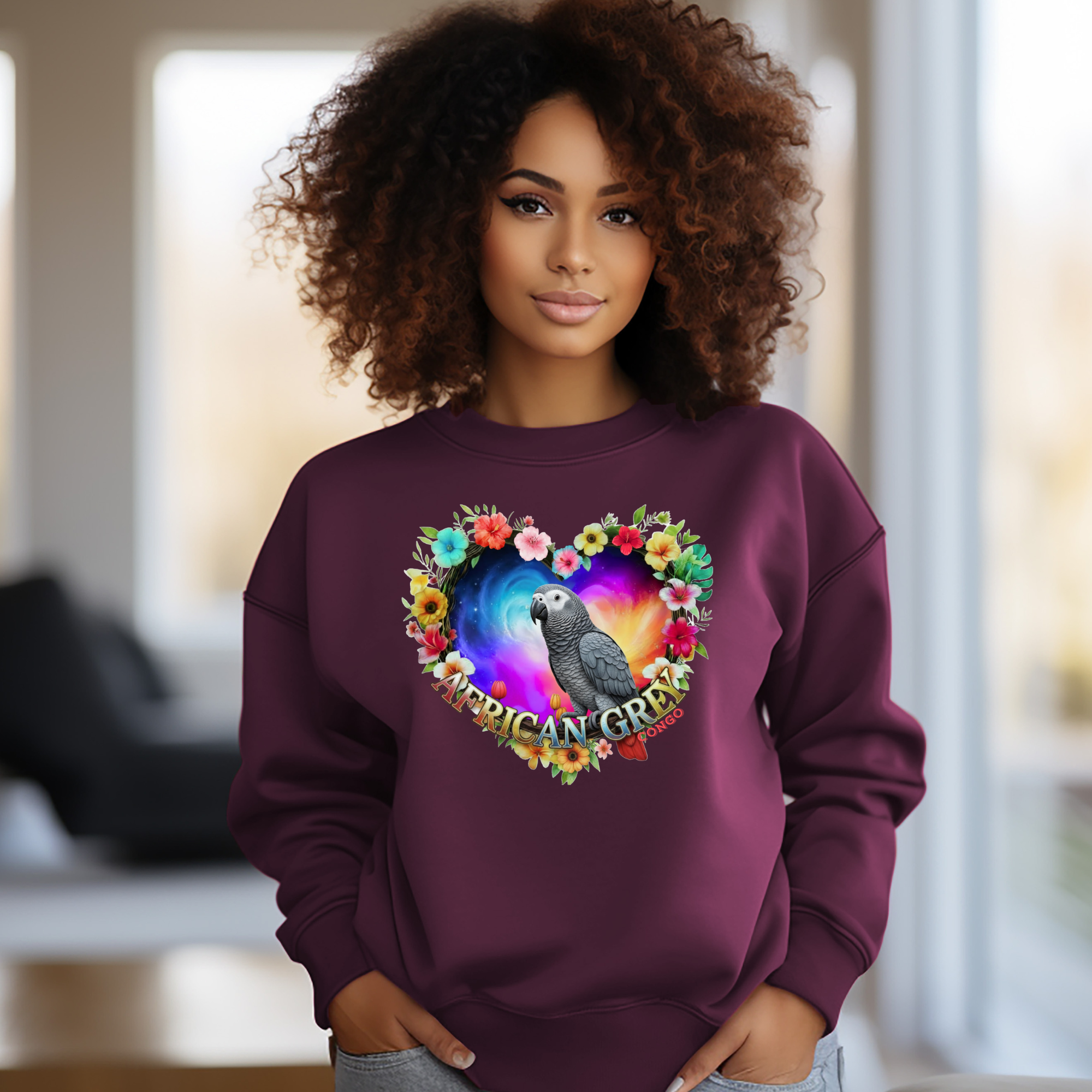 African Grey Colorful Heart Sweatshirt
