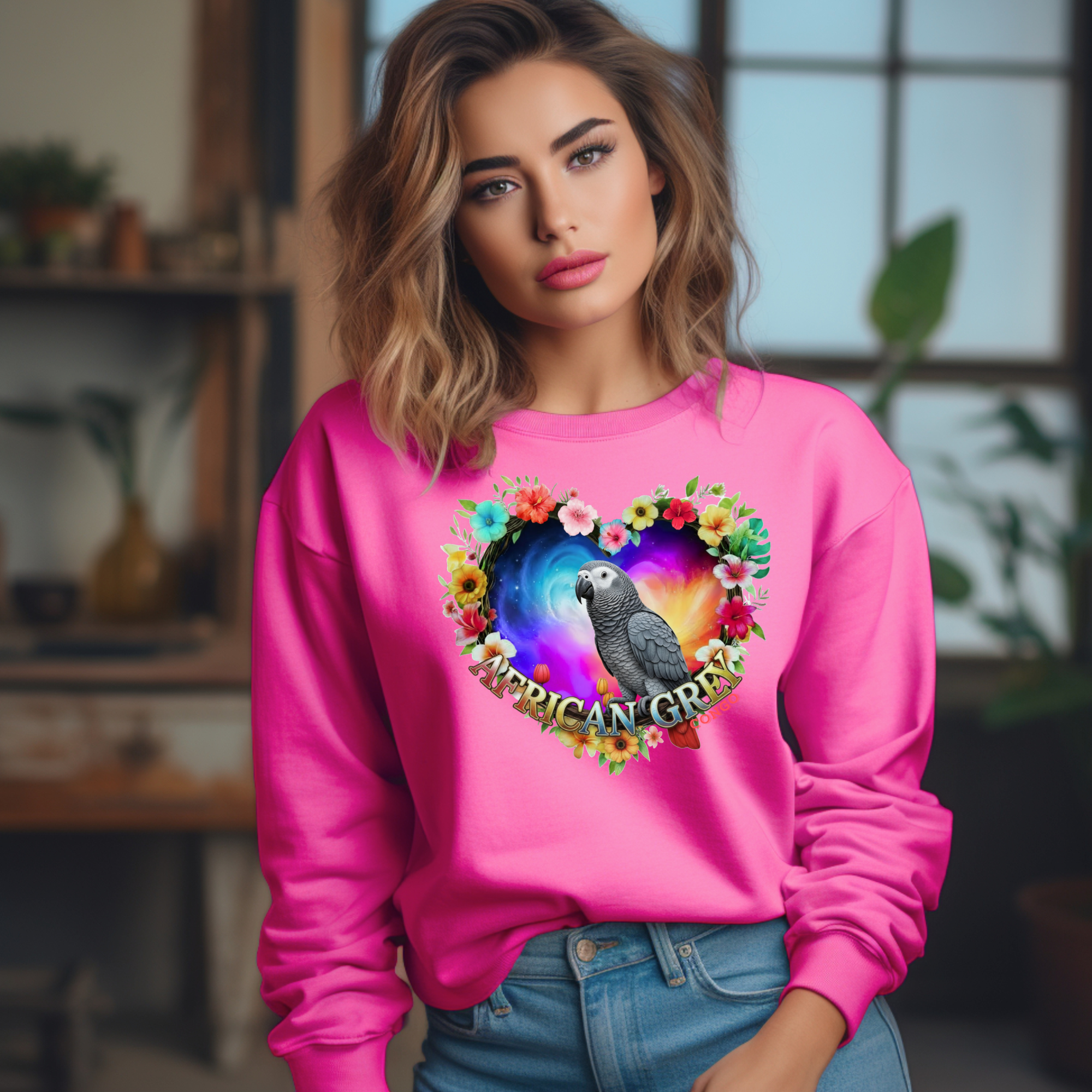 African Grey Colorful Heart Sweatshirt