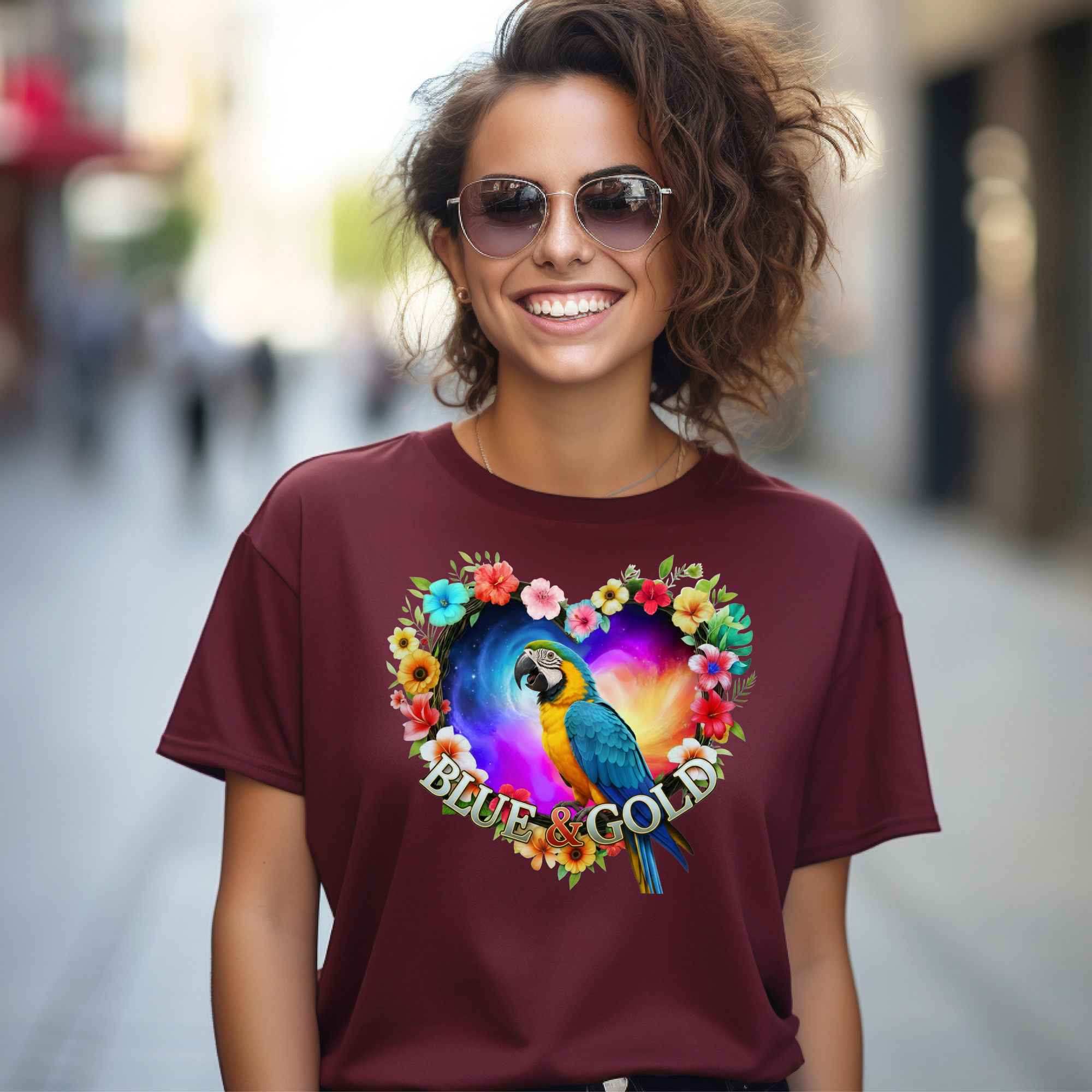 Blue & Gold Galaxy Heart T-Shirt