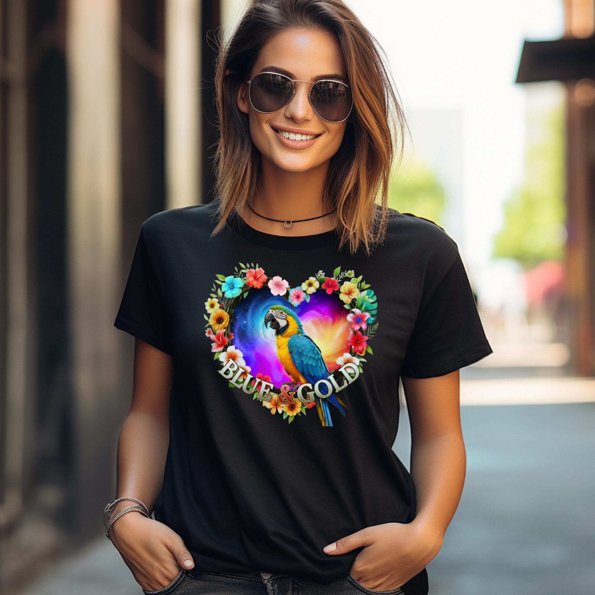 Blue & Gold Galaxy Heart T-Shirt