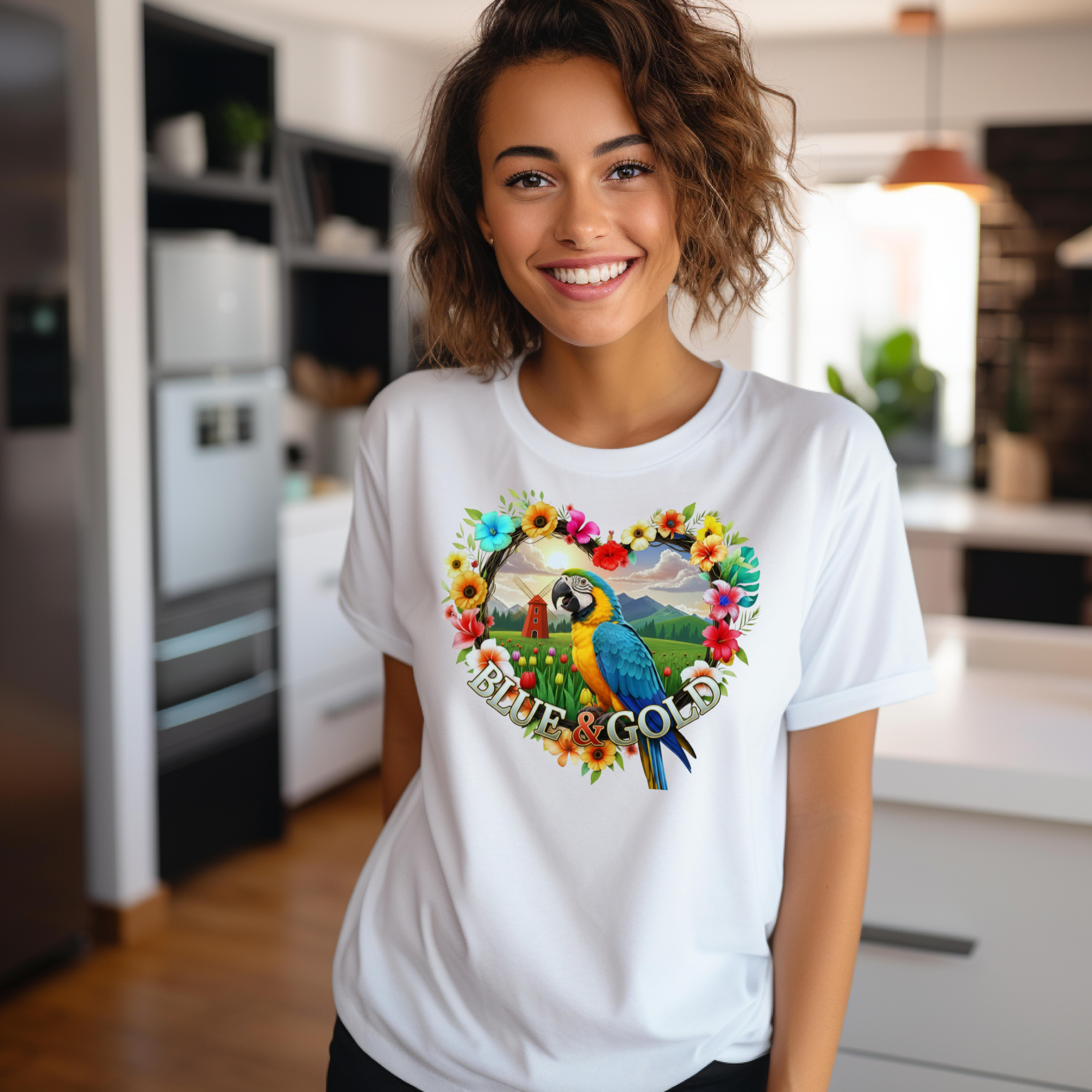 Blue & Gold Nature Scene T-Shirt