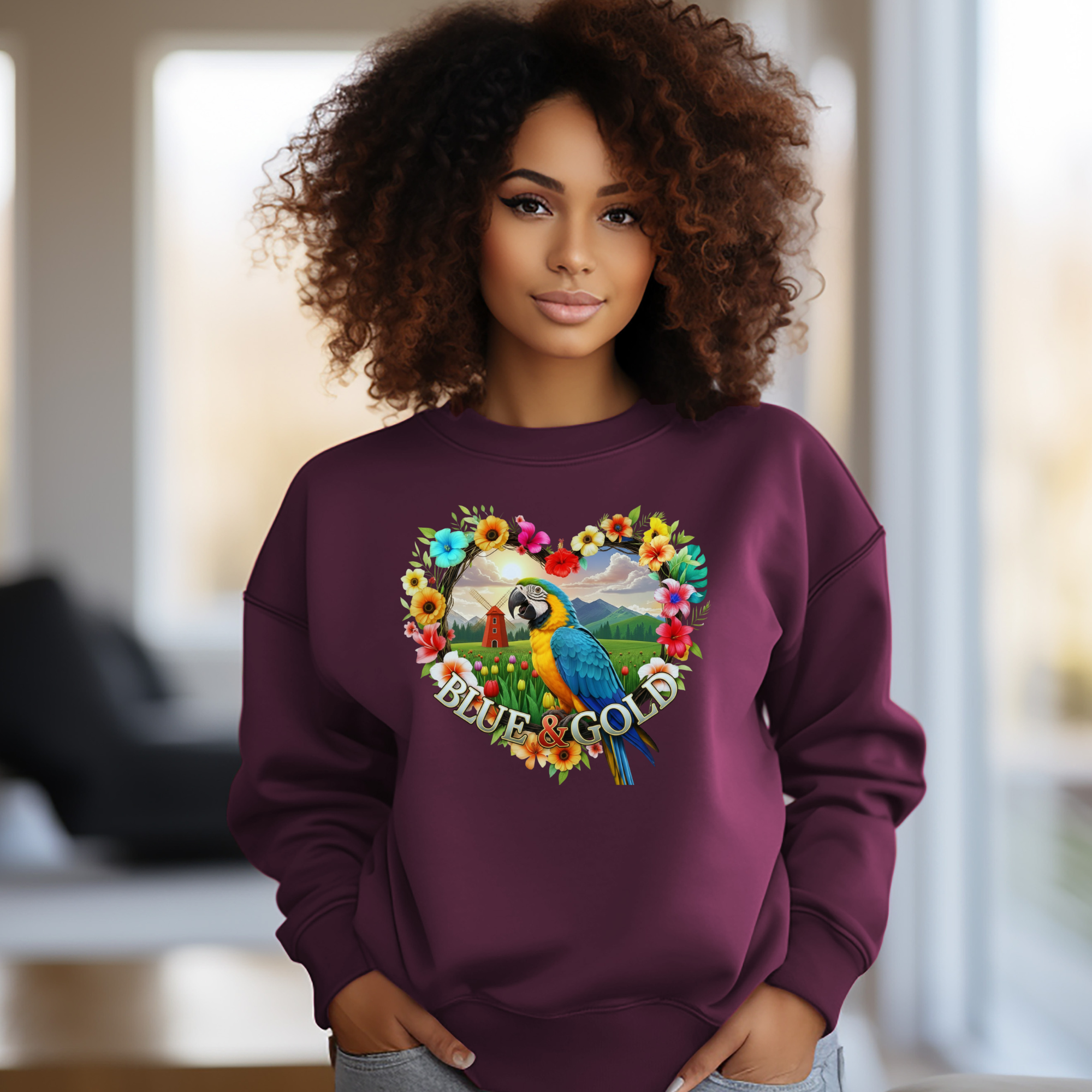 Blue And Gold Floral Sweatshirt