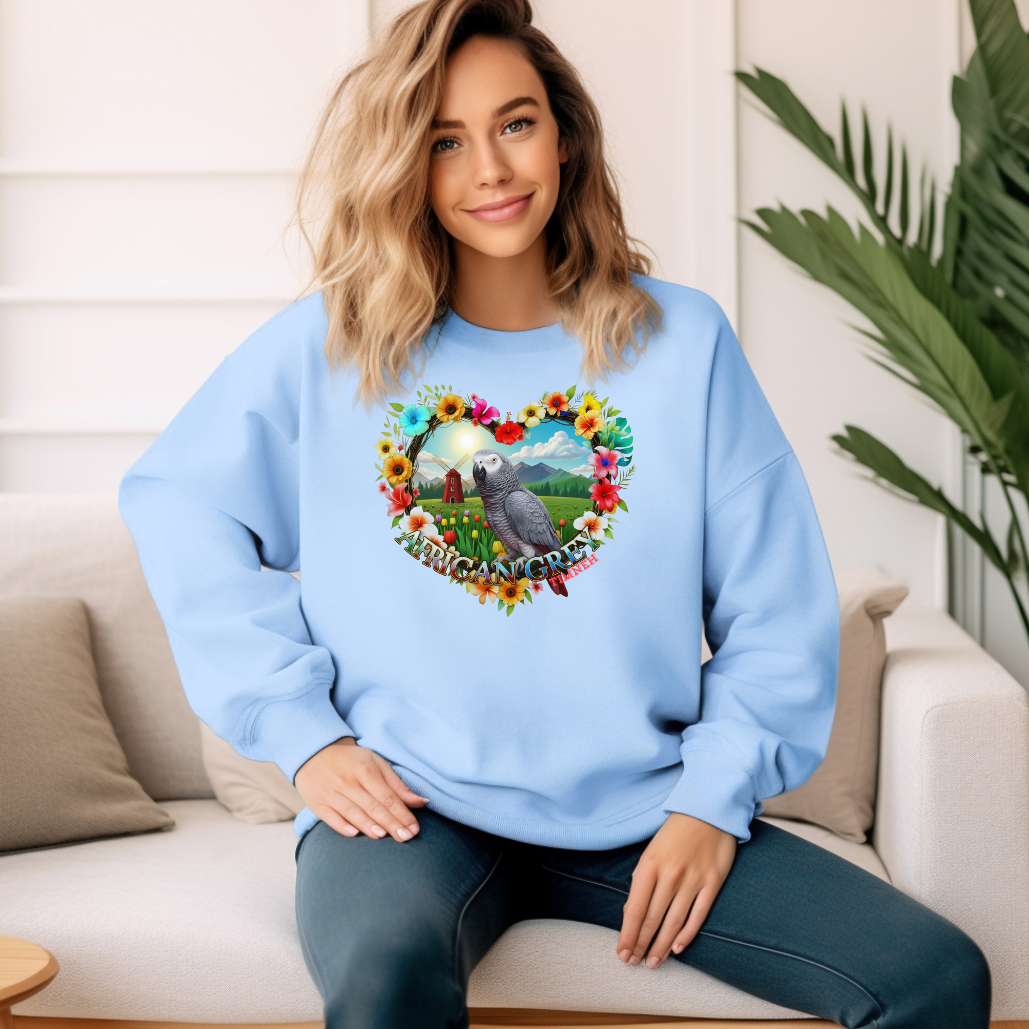 African Grey Timneh Flower Sweatshirt