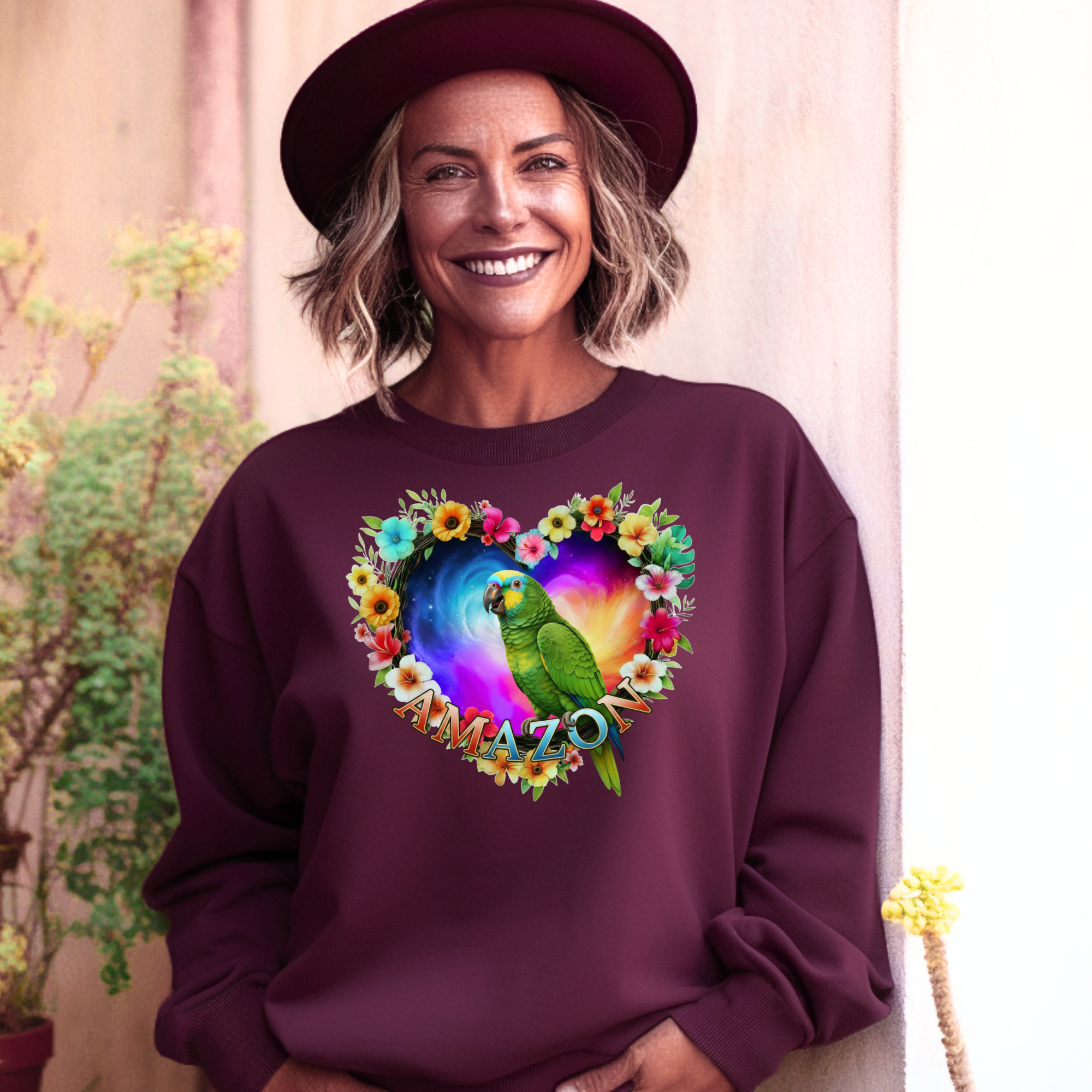 Floral Heart Amazon Parrot Sweatshirt