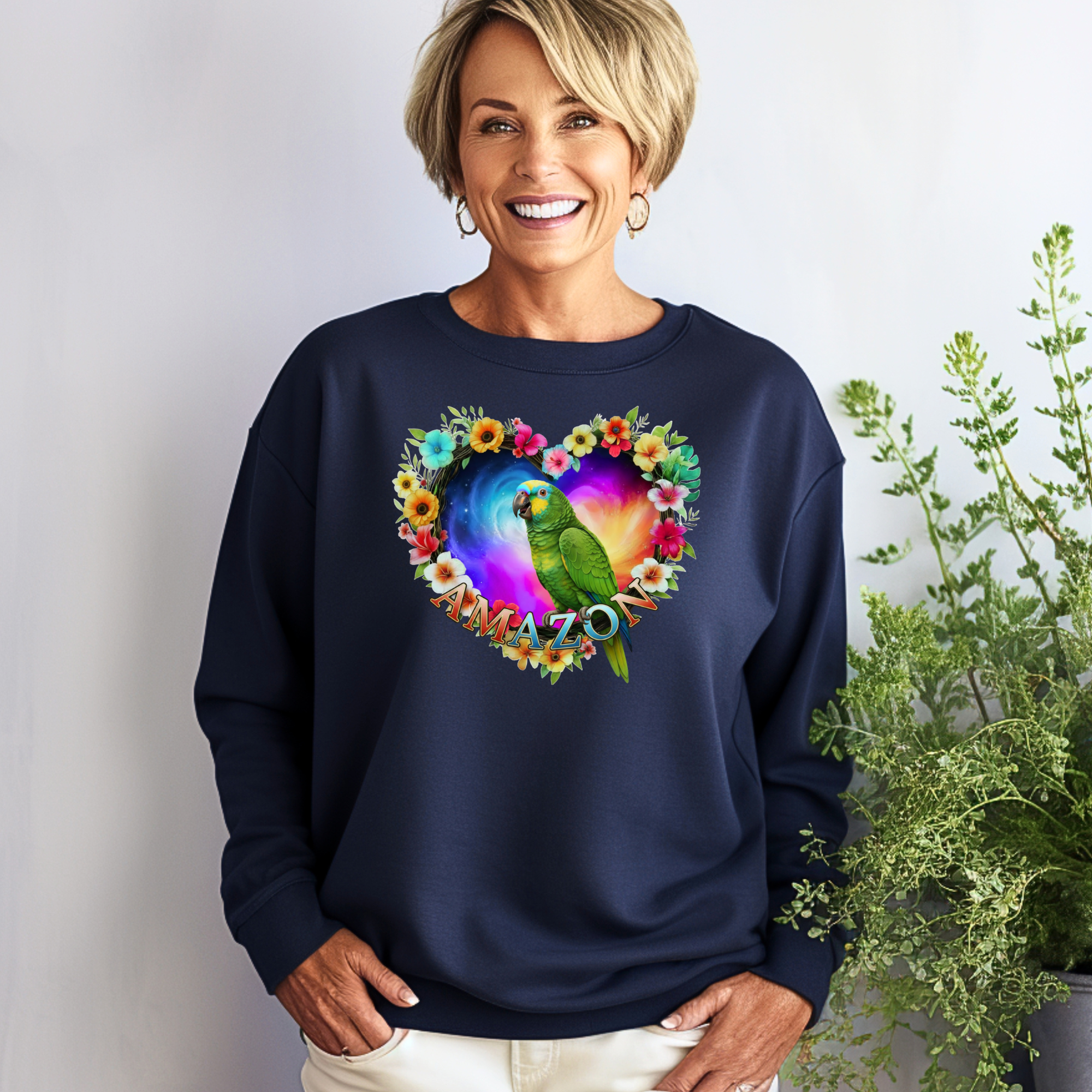 Floral Heart Amazon Parrot Sweatshirt