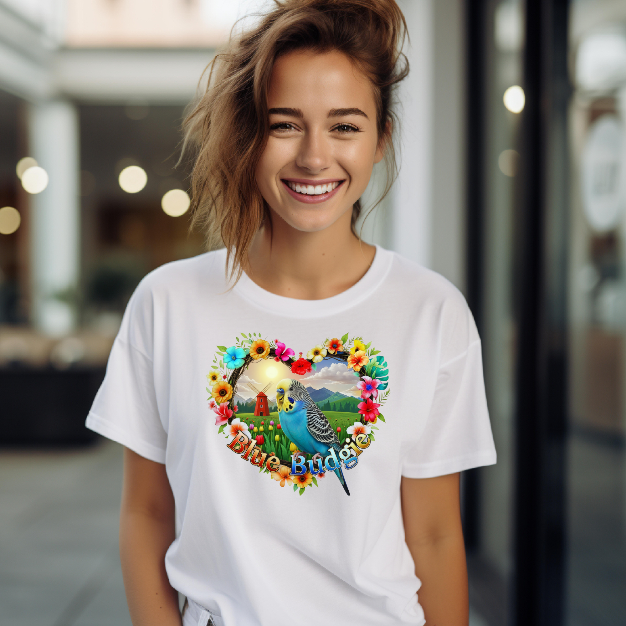 Blue Budgie Heart T-Shirt