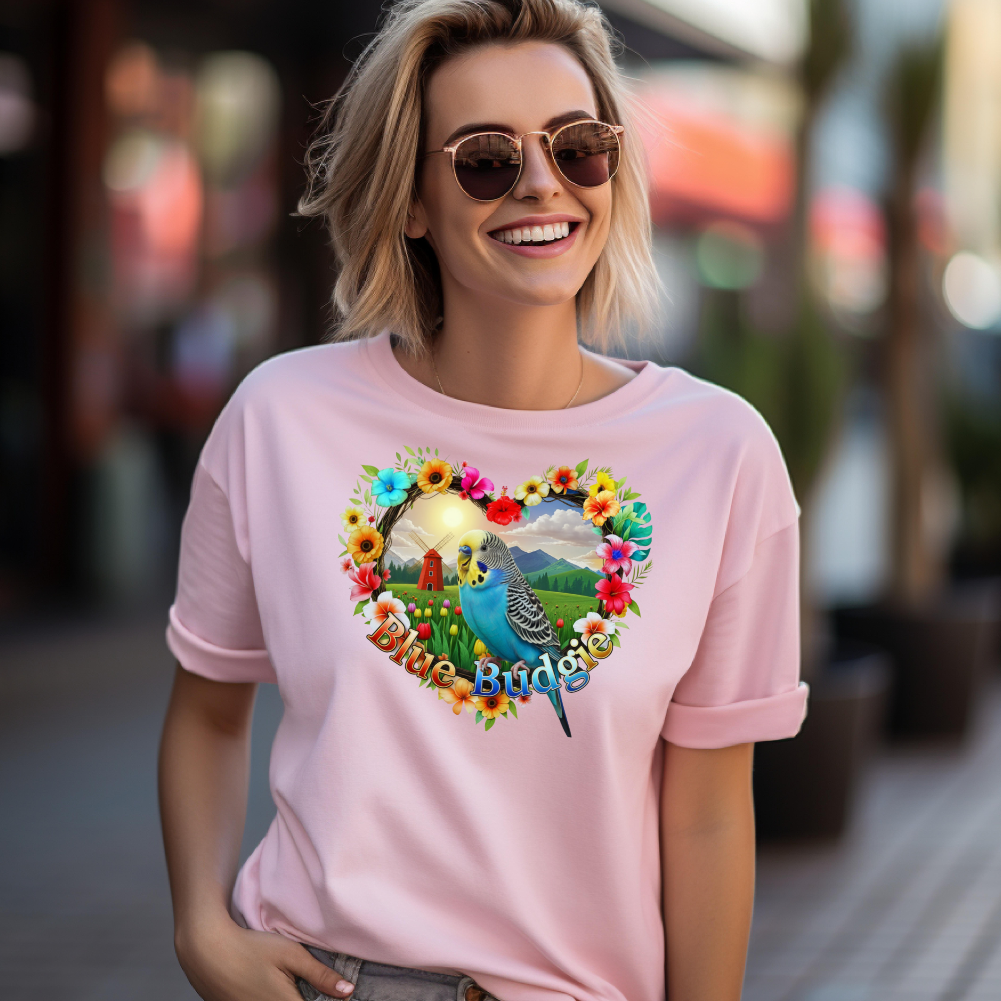 Blue Budgie Heart T-Shirt