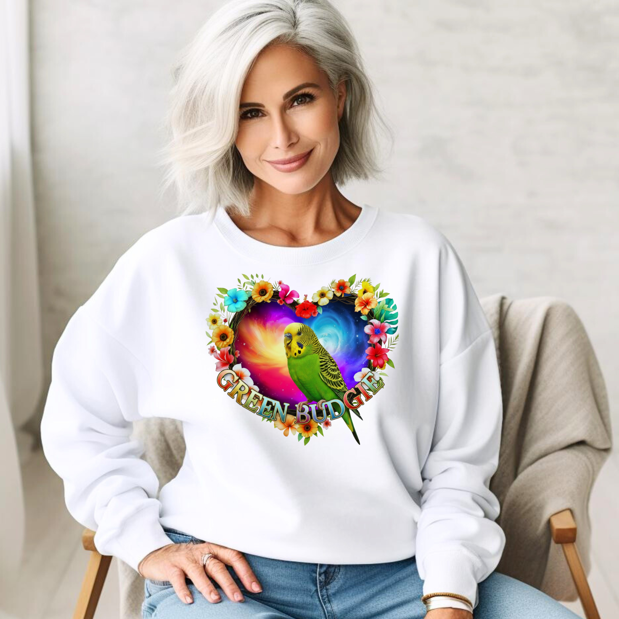 Floral Green Budgie Sweatshirt