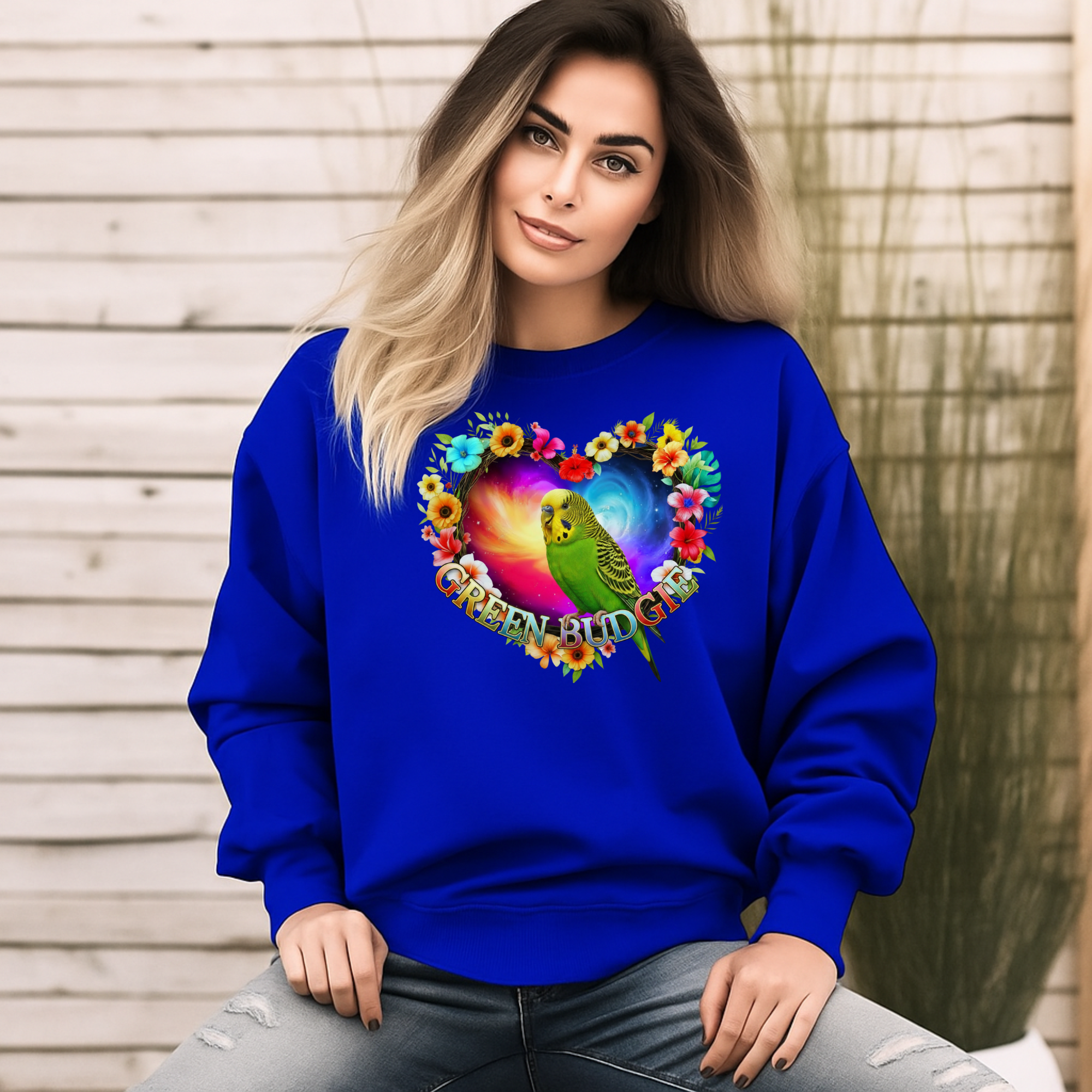 Floral Green Budgie Sweatshirt