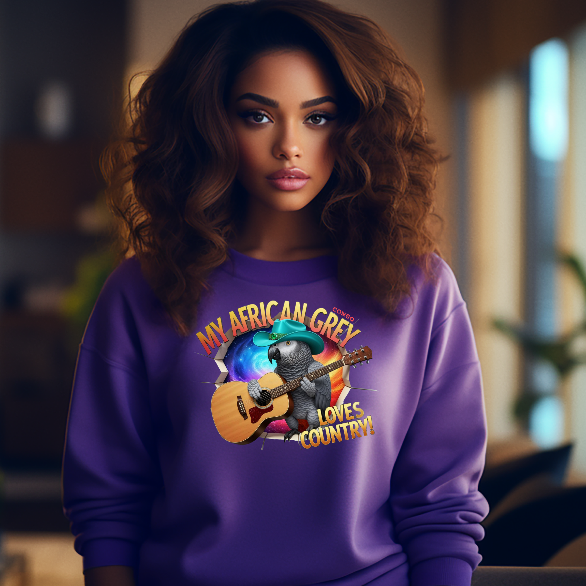 African Grey Congo Loves Country Sweatshirt