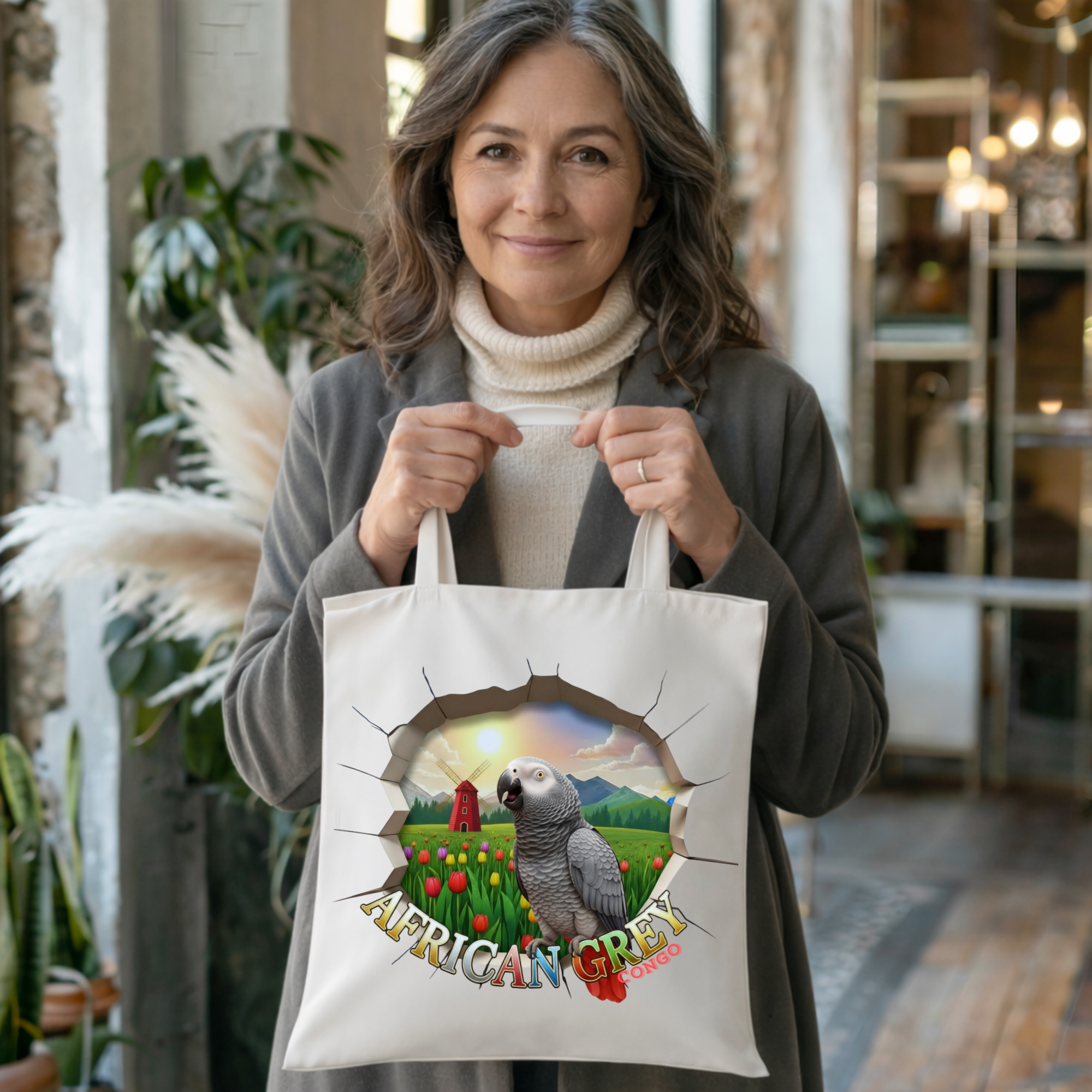 African Grey Congo Garden Tote Bag