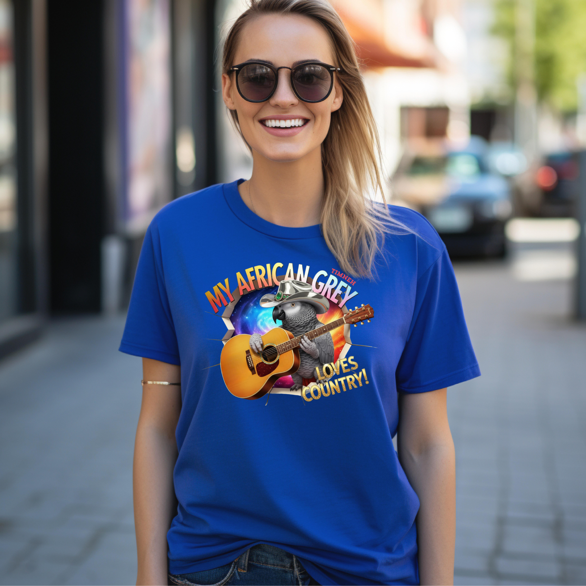 African Grey Timneh Loves Country T-Shirt