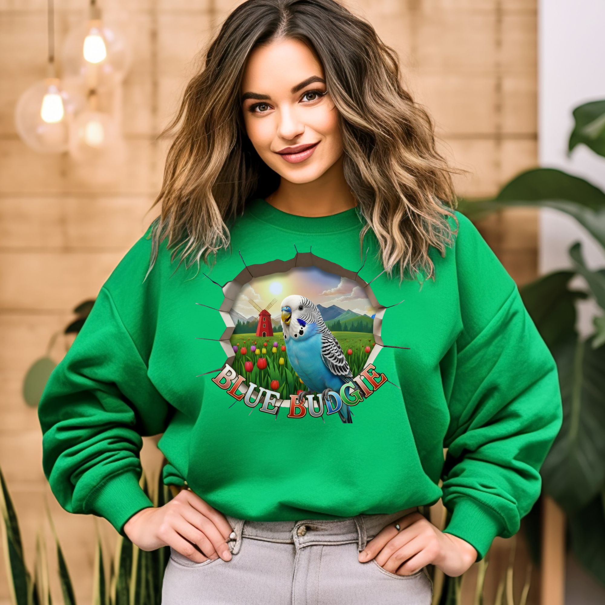 Blue Budgie Parrot Sweatshirt