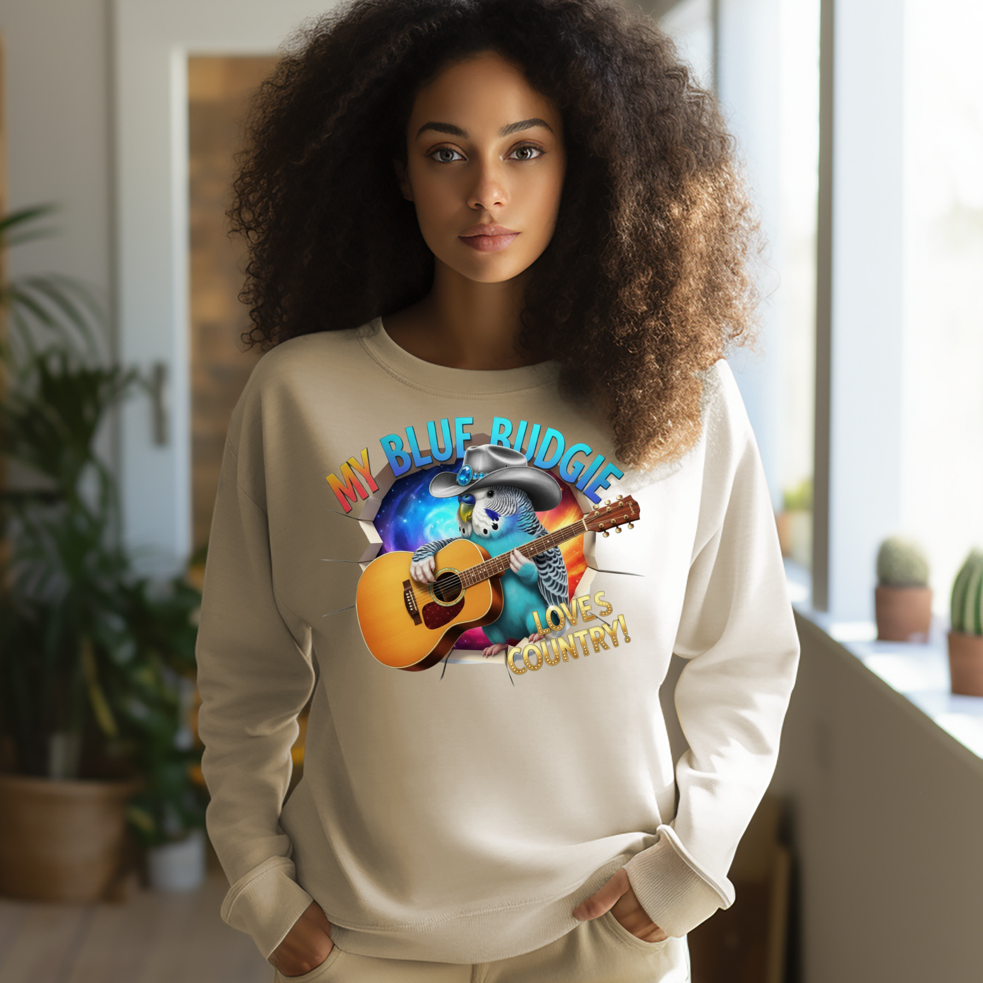 Blue Budgie Loves Country Sweatshirt
