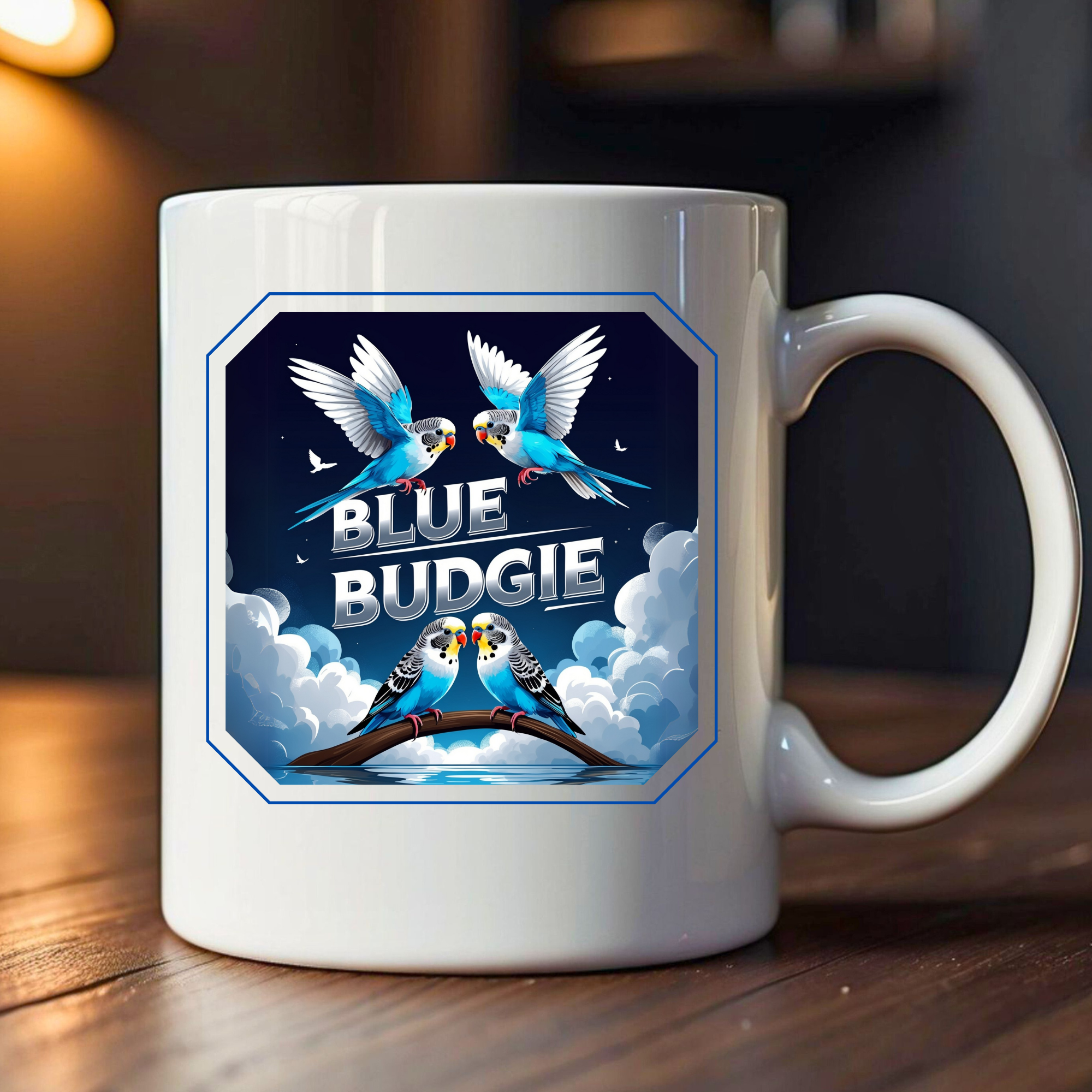 Blue Budgie Night Sky Mug