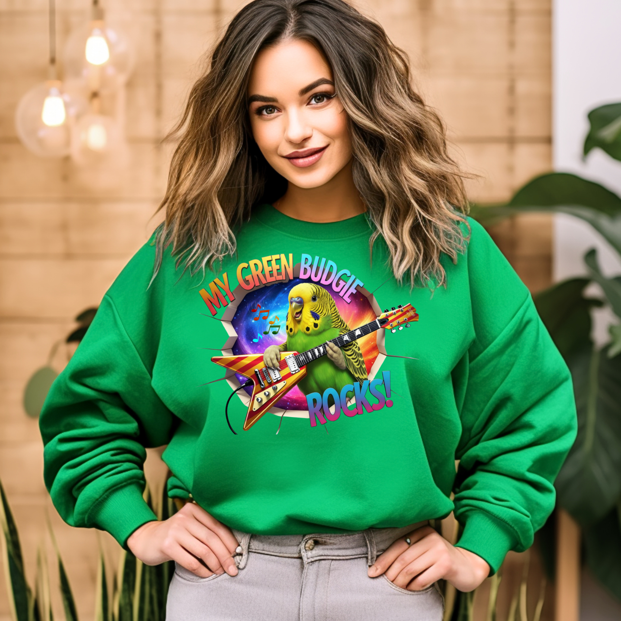 Green Budgie Rocks Sweatshirt