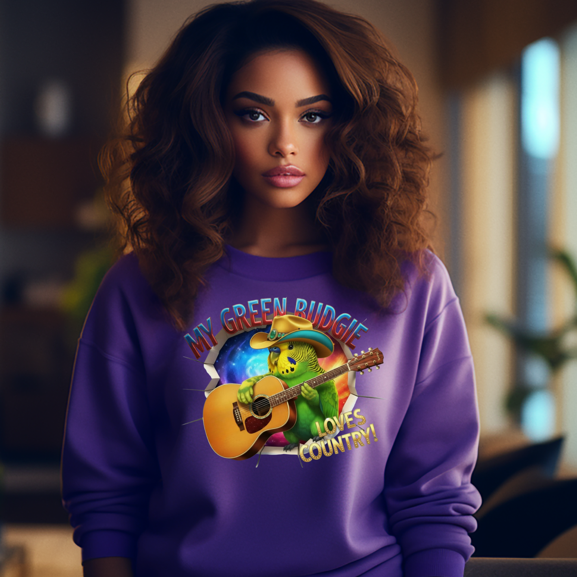 Green Budgie Loves Country Sweatshirt