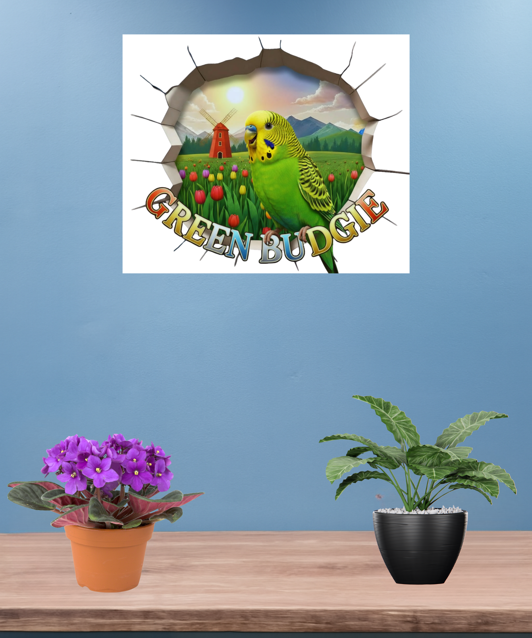 Green Budgie Breakthrough Wall-Hanging