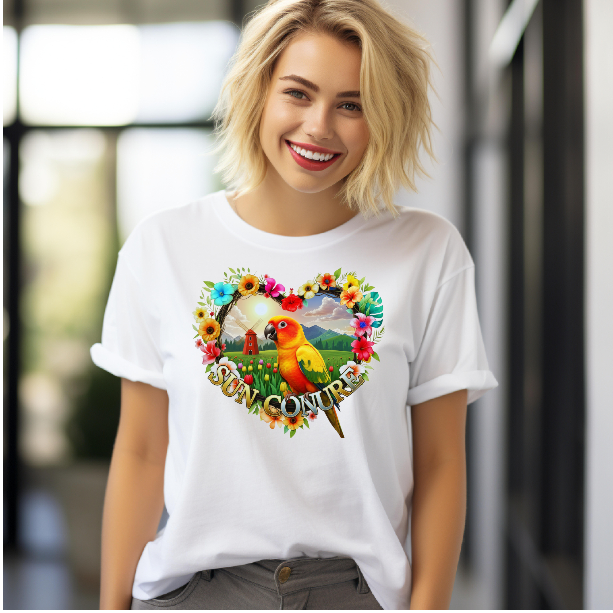 Sun Conure Heart Design T-Shirt