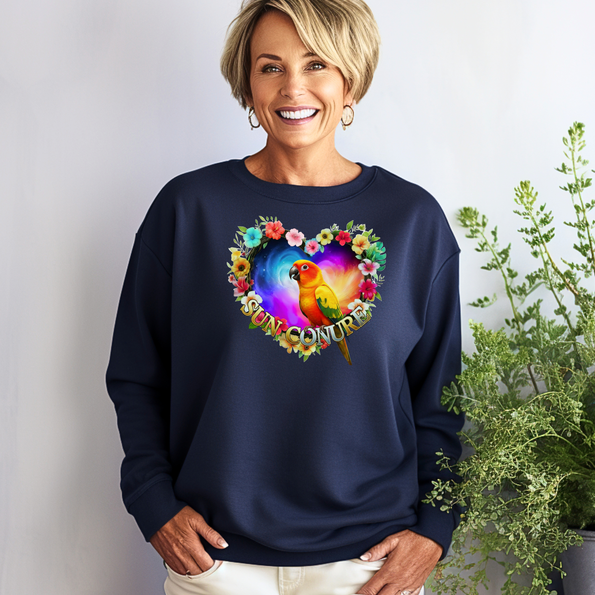 Sun Conure Heart Design Sweatshirt