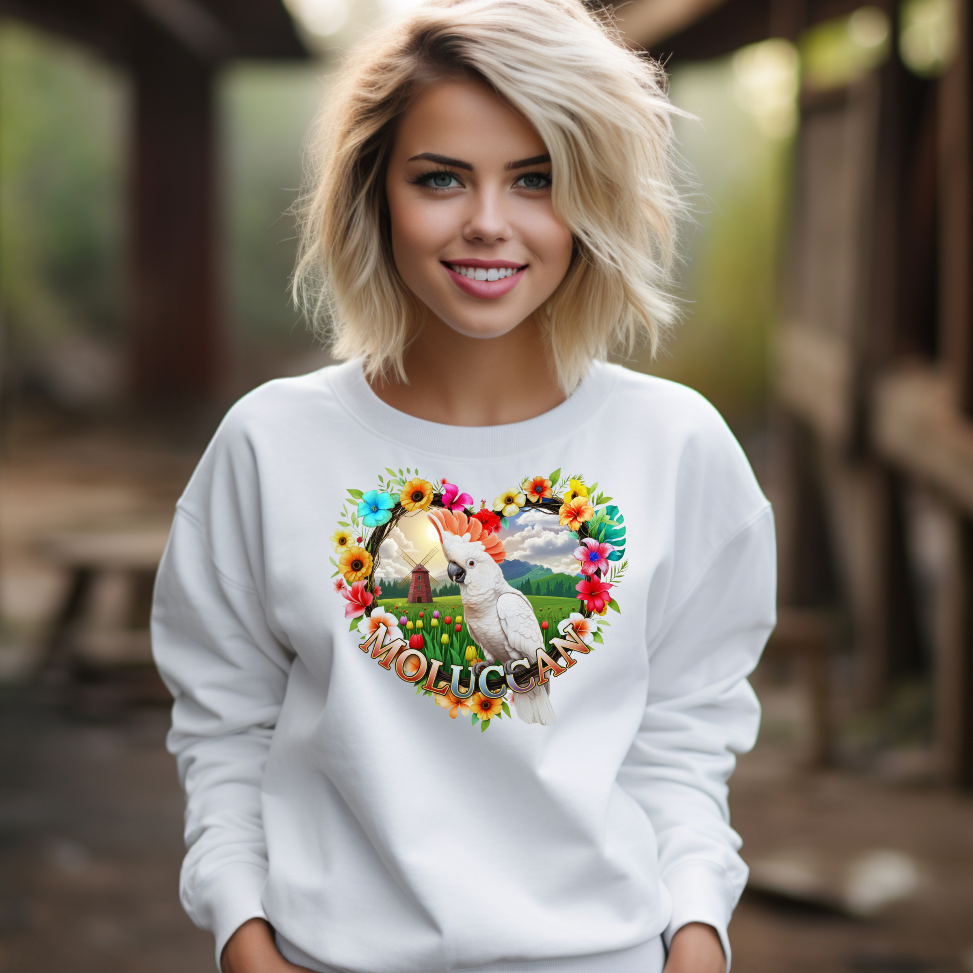 Moluccan Cockatoo Heart Design Sweatshirt