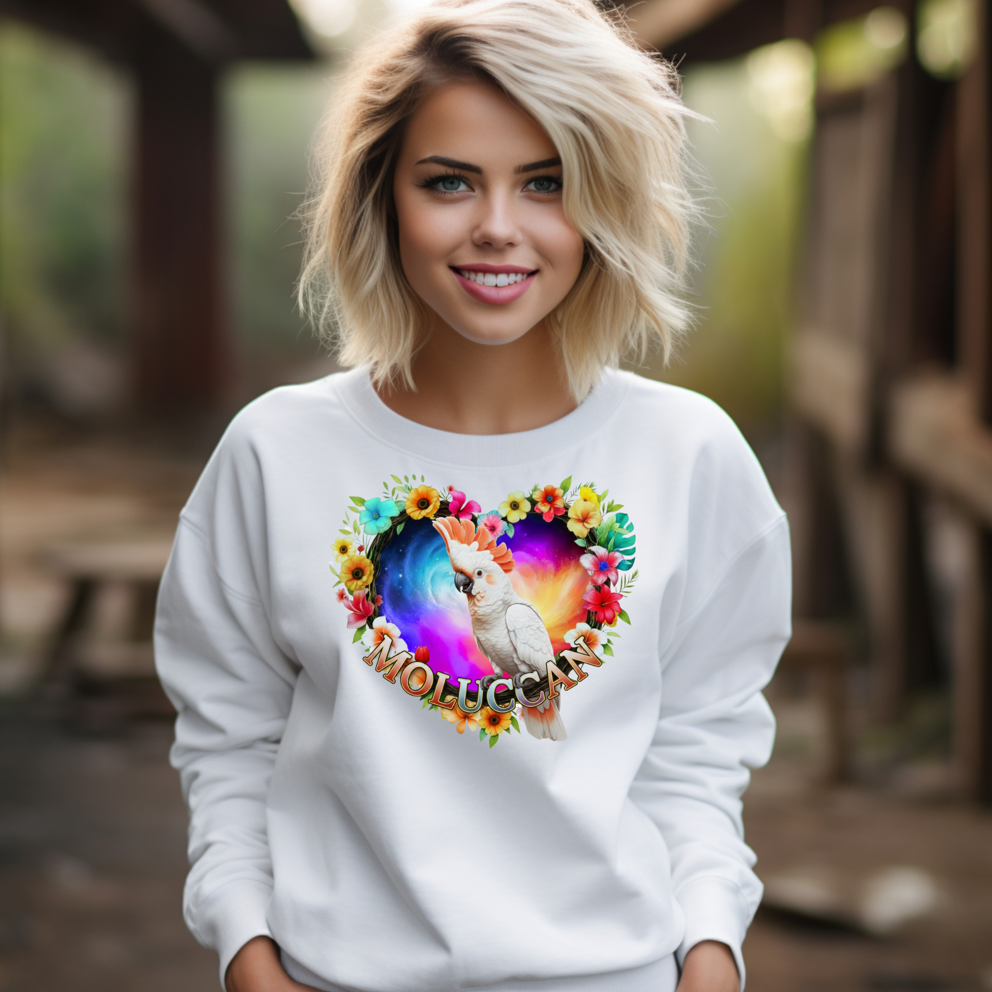 Moluccan Cockatoo Heart Design Sweatshirt