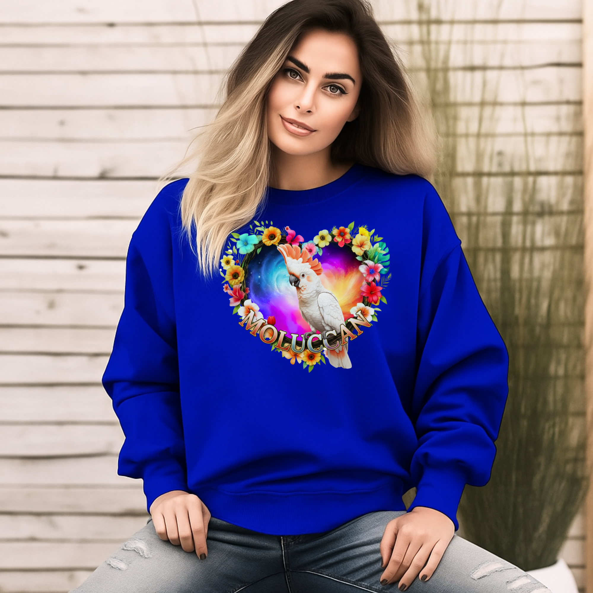 Moluccan Cockatoo Heart Design Sweatshirt