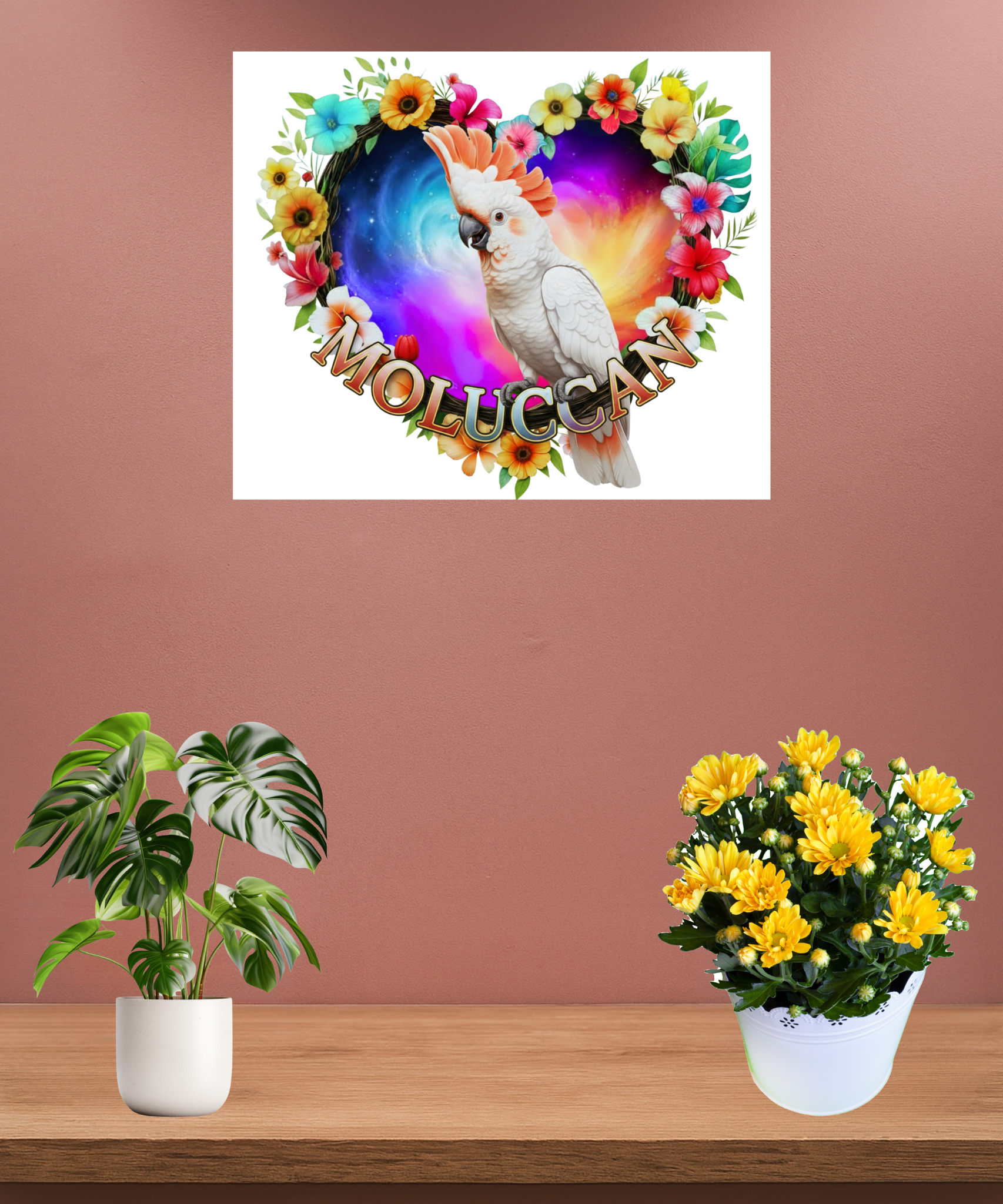 Moluccan Cockatoo Heart Design Wall-Hanging