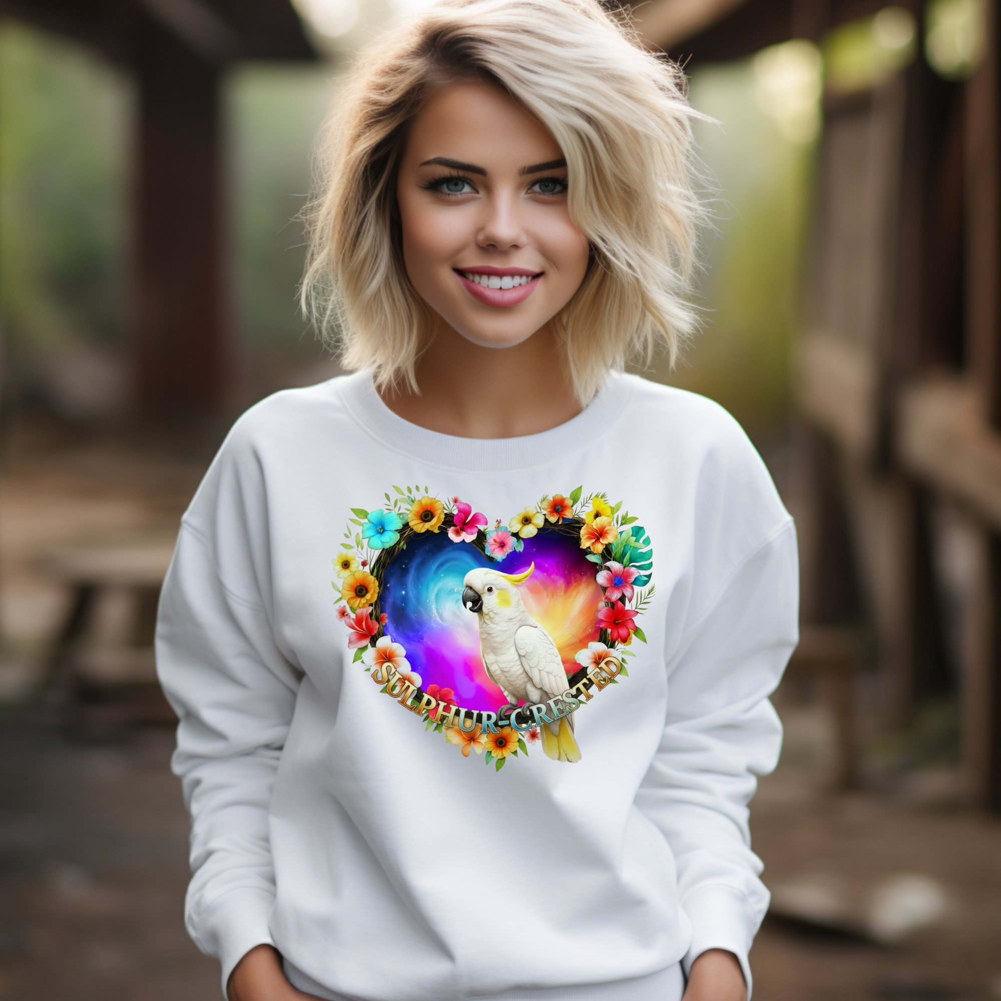 Sulphur Crested Flower Heart Sweatshirt