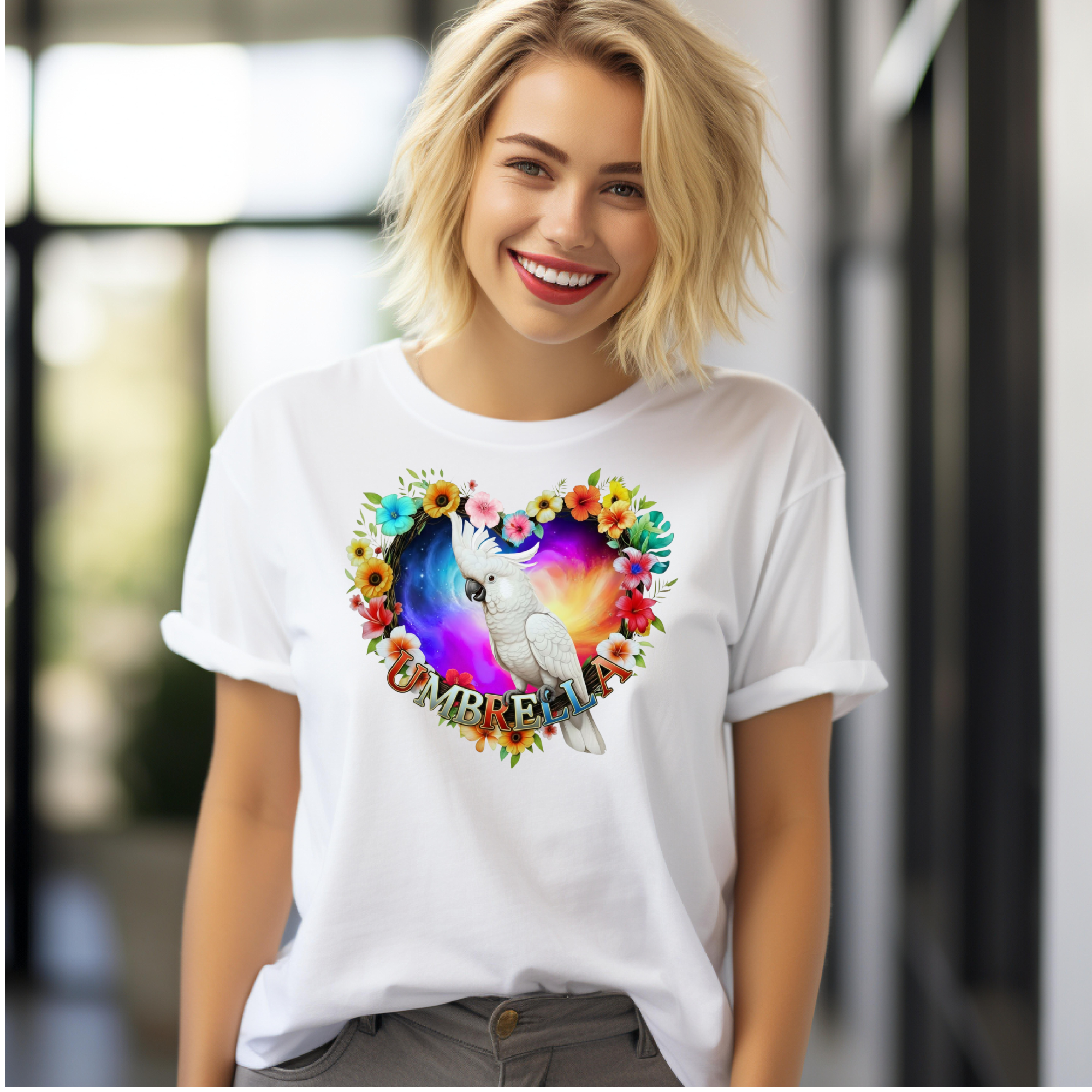 Umbrella Cockatoo Floral T-Shirt