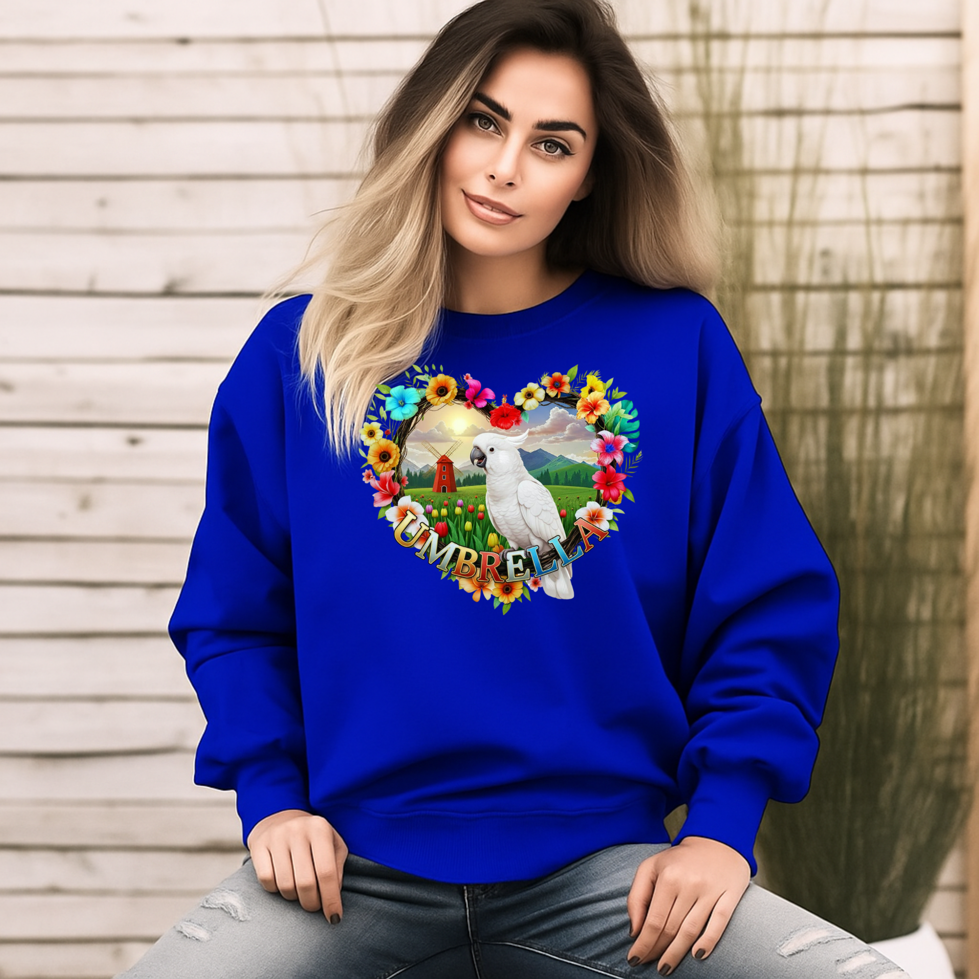 Umbrella Cockatoo Heart Design Sweatshirt