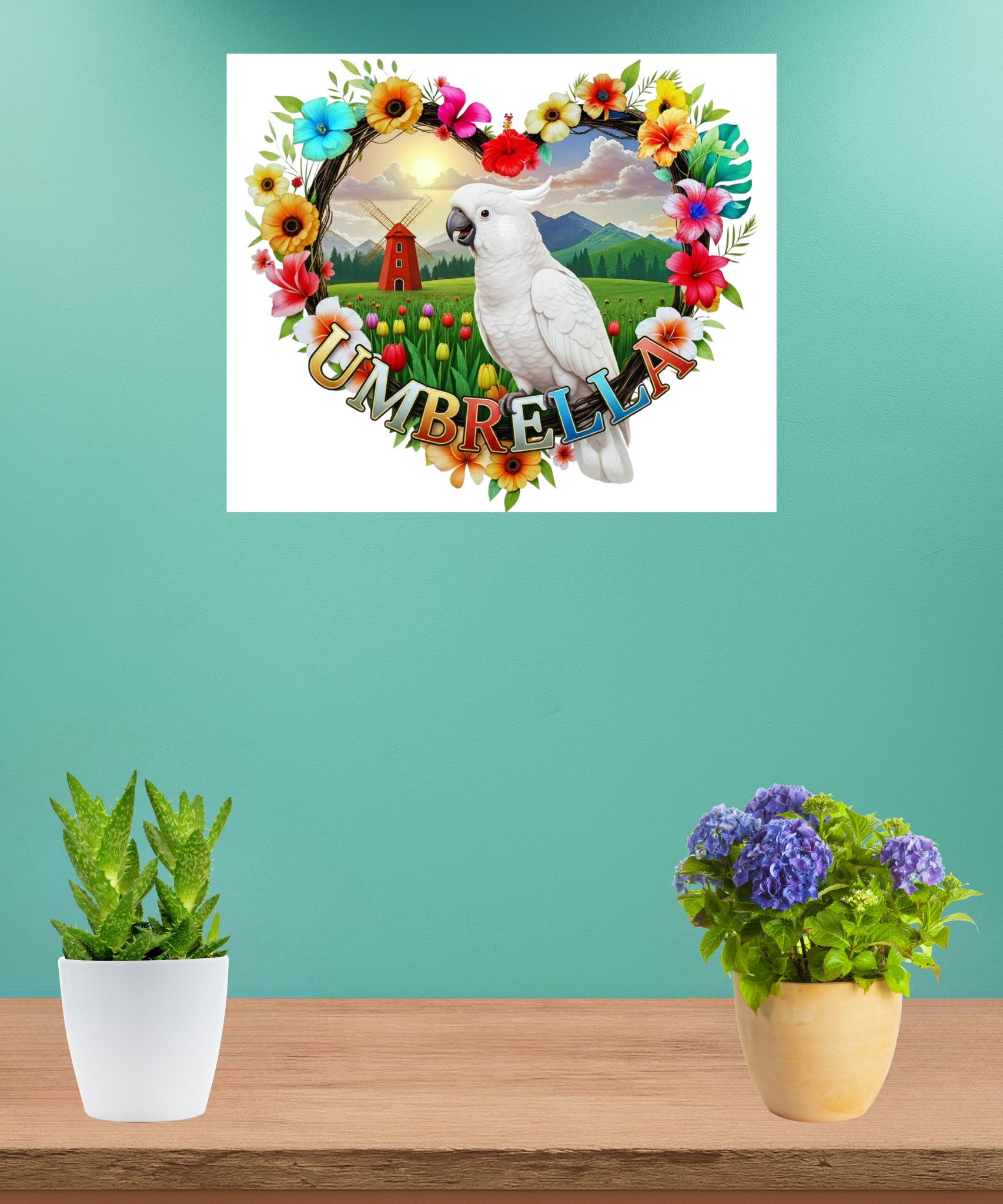 Umbrella Cockatoo Heart Design Wall-Hanging