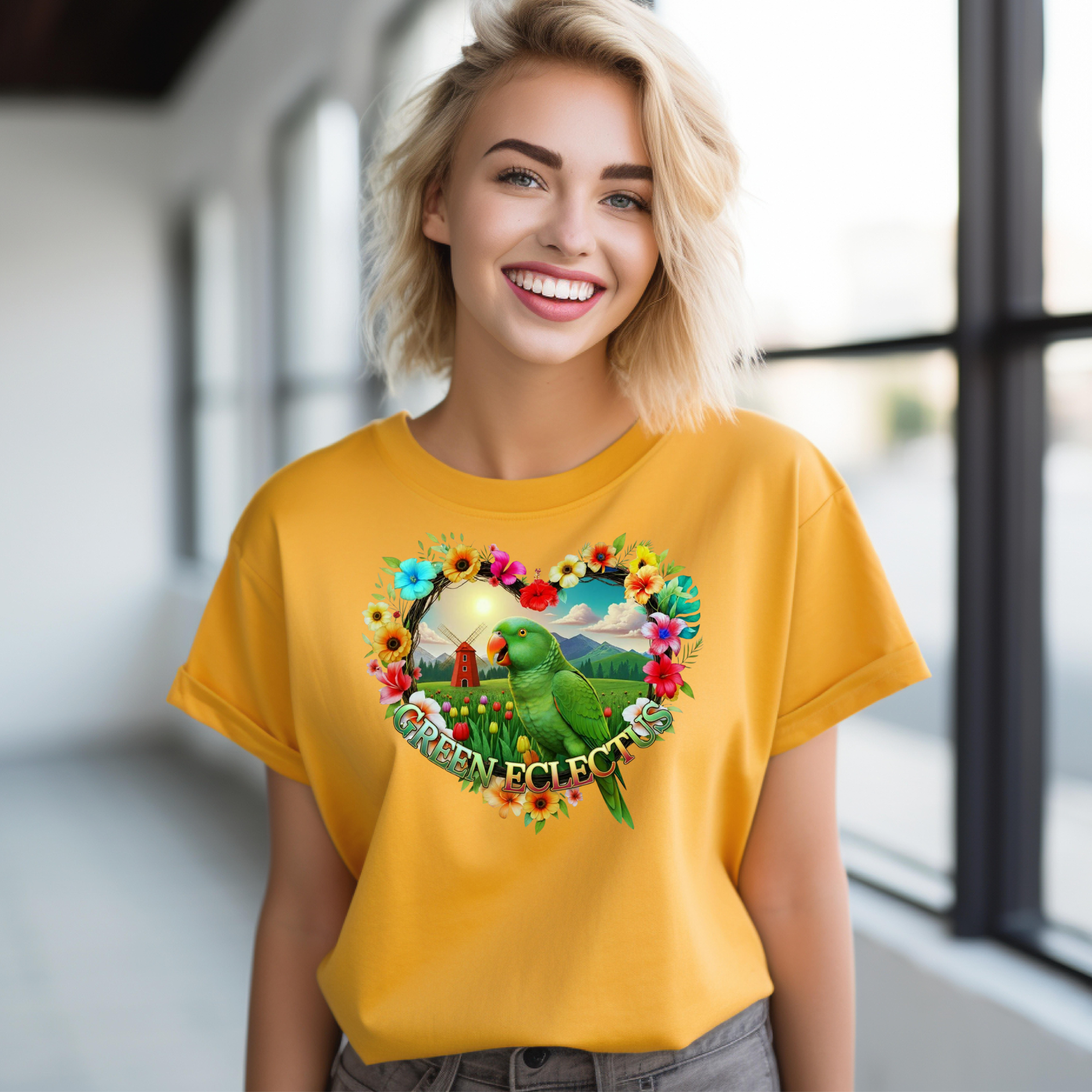 Green Eclectus Floral T-Shirt