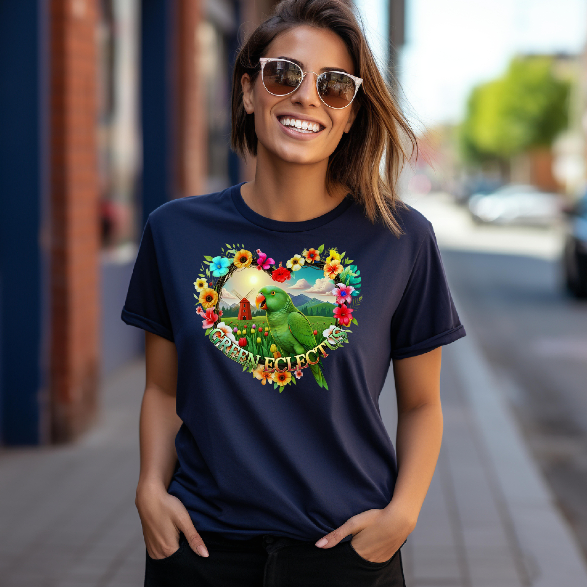 Green Eclectus Floral T-Shirt