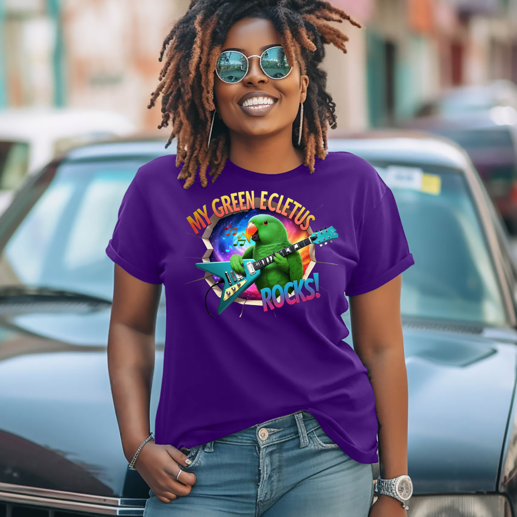 Green Eclectus Rocks Music T-Shirt