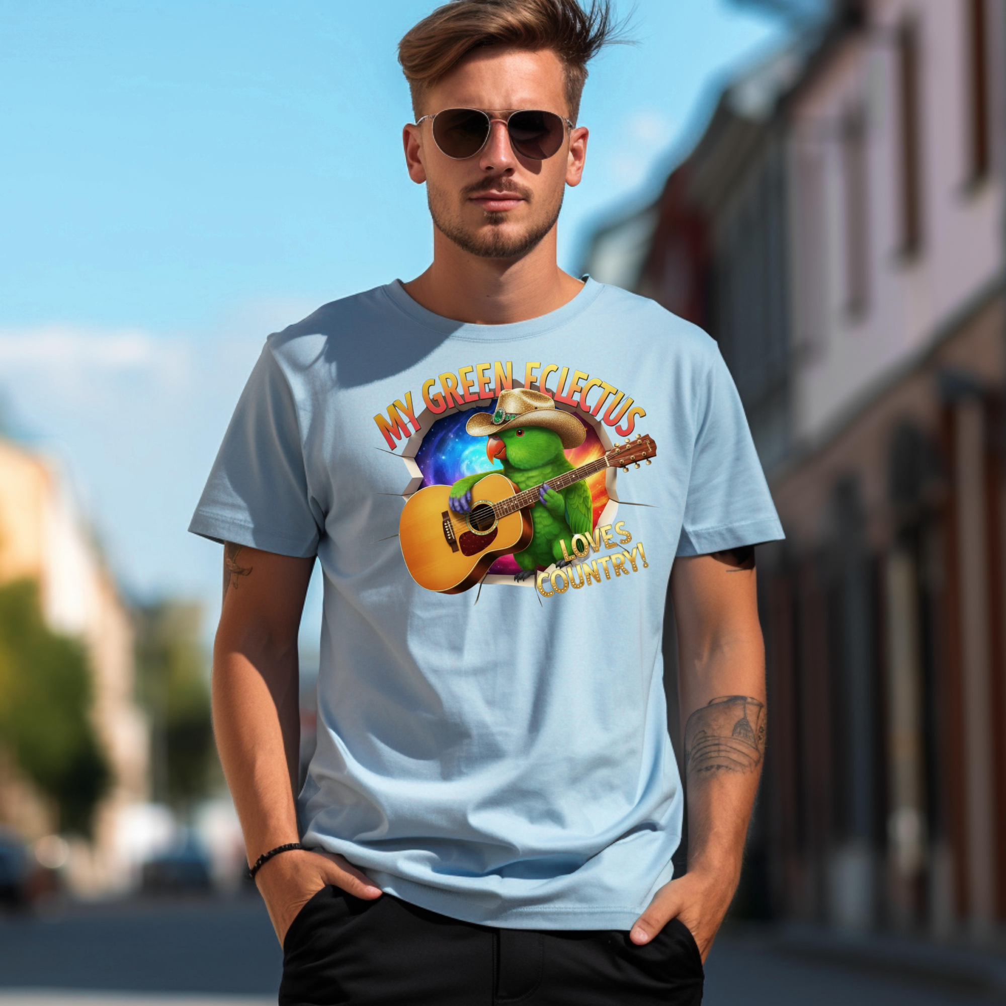 Green Eclectus Loves Country T-Shirt