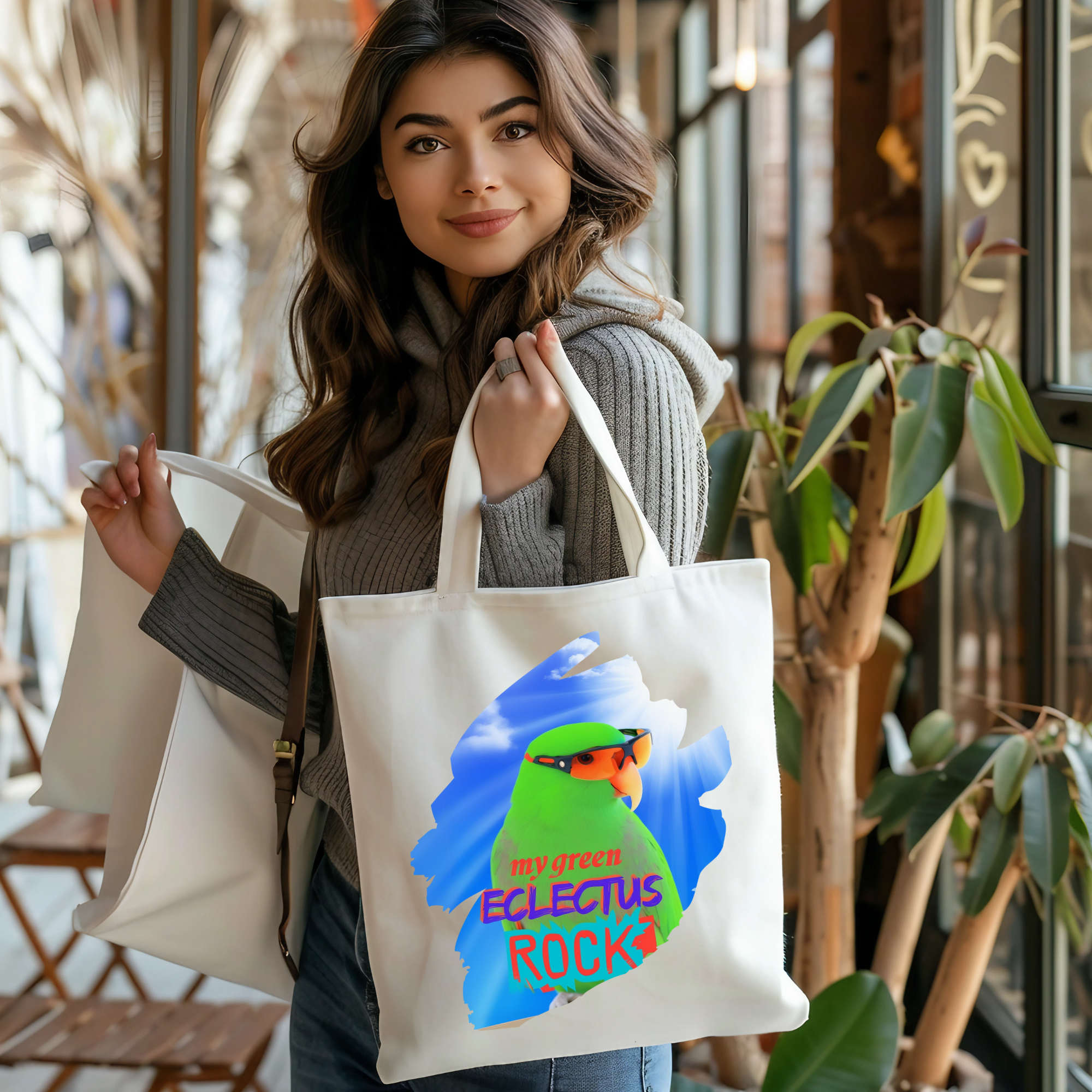 Green Eclectus Tote Bag