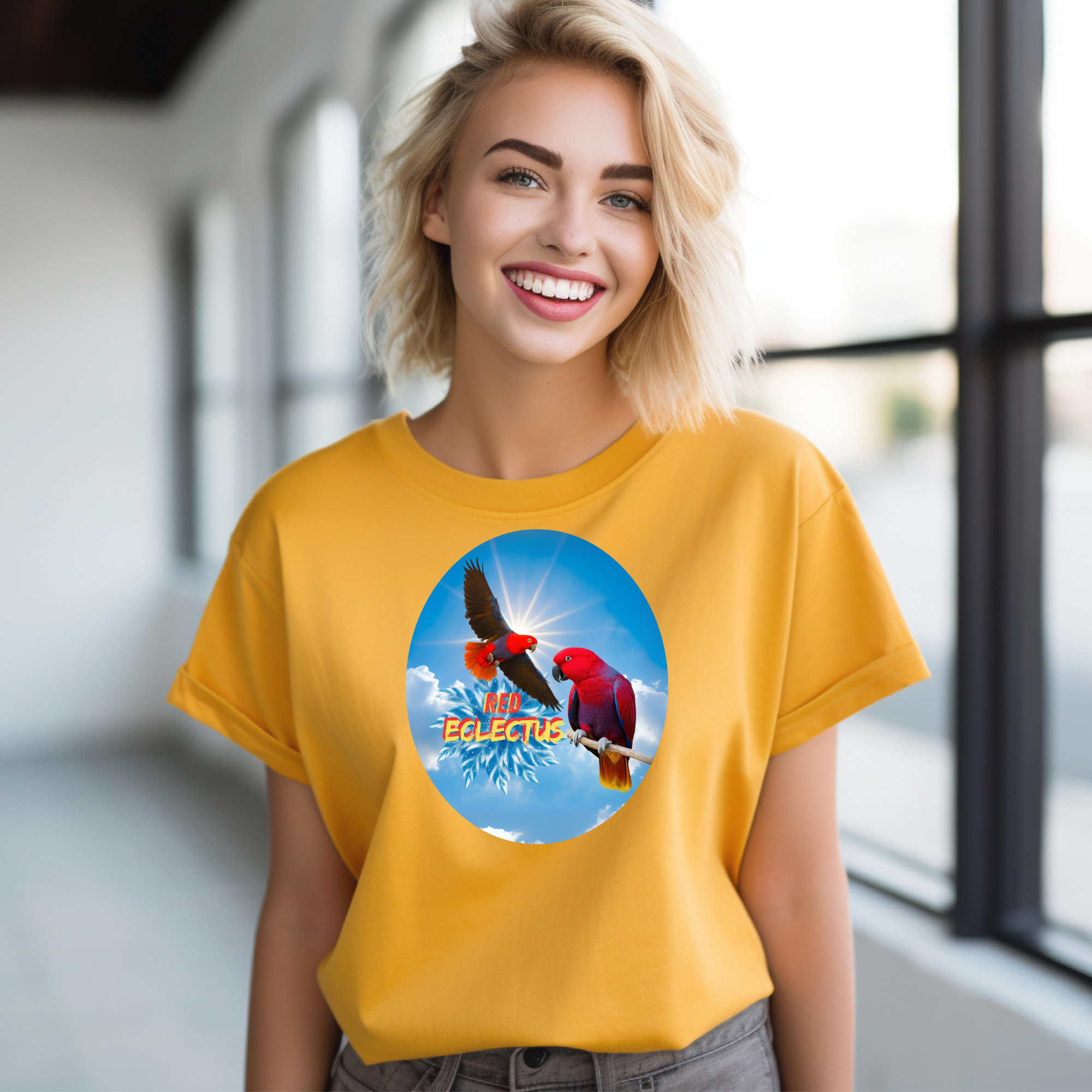Red Eclectus in Sky T-Shirt