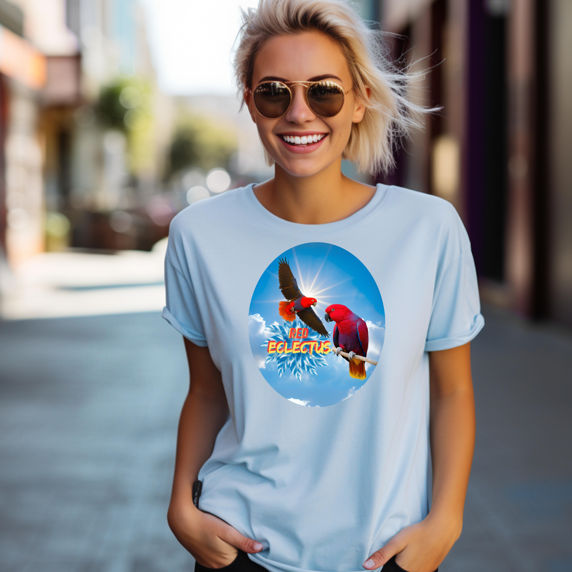 Red Eclectus in Sky T-Shirt