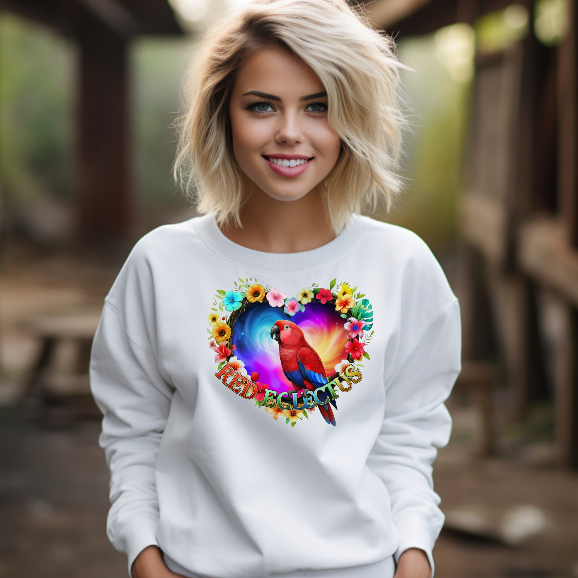Red Eclectus Heart Design Sweatshirt