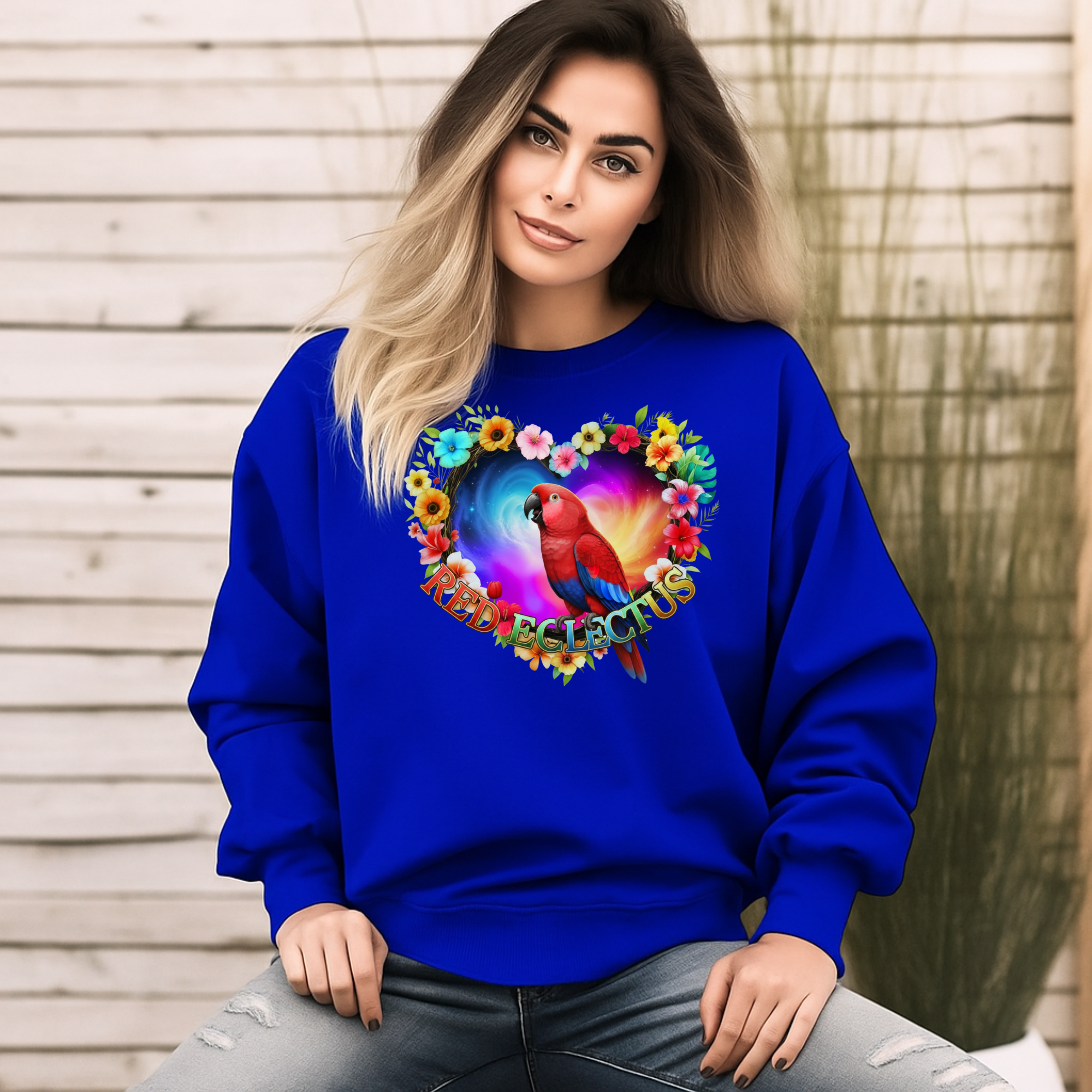 Red Eclectus Heart Design Sweatshirt