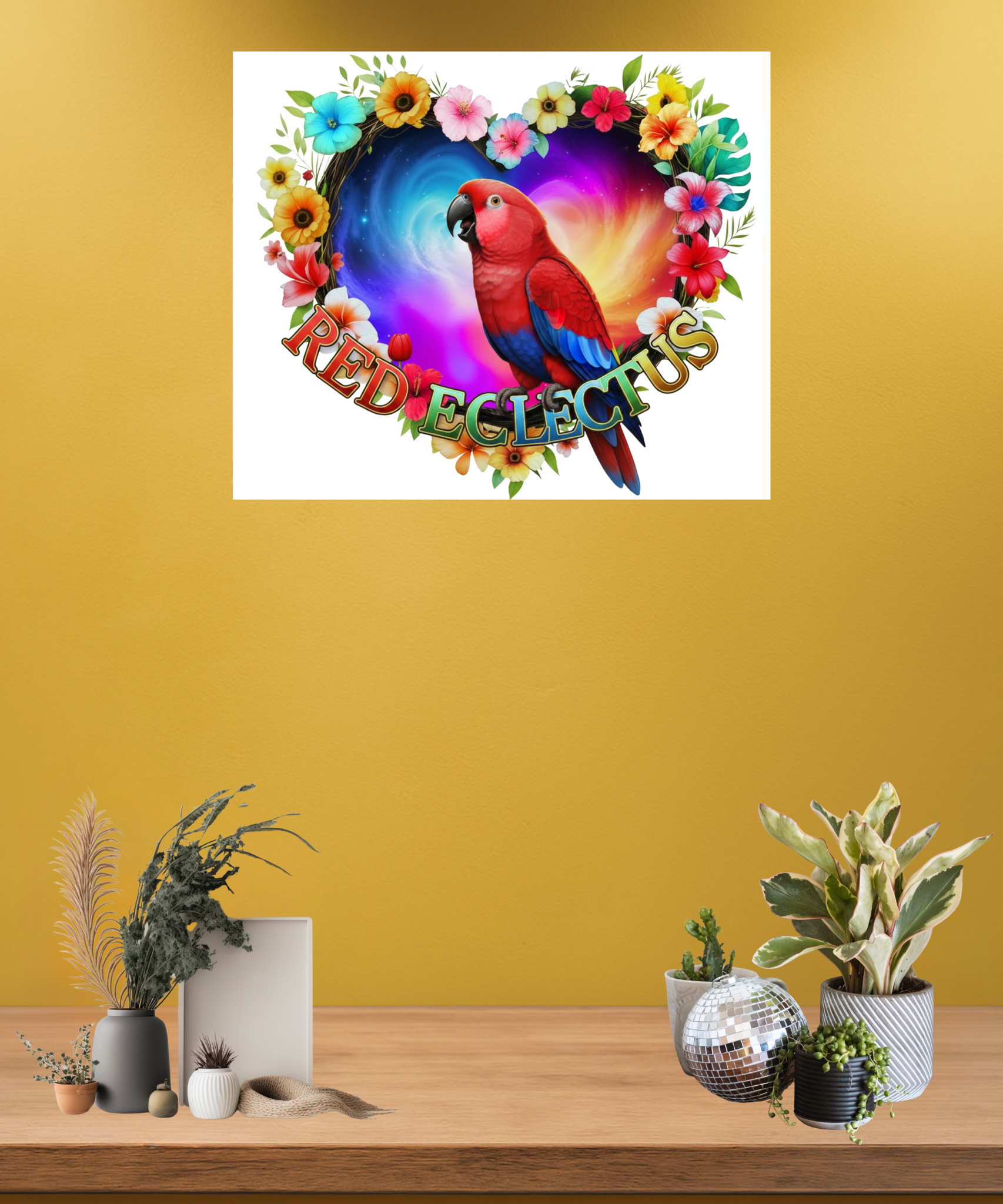 Red Eclectus Heart Design Wall-Hanging