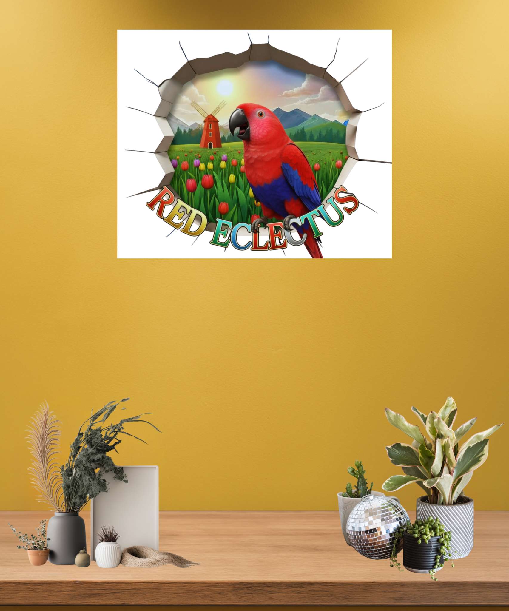 Red Eclectus Breakthrough Wall-Hanging