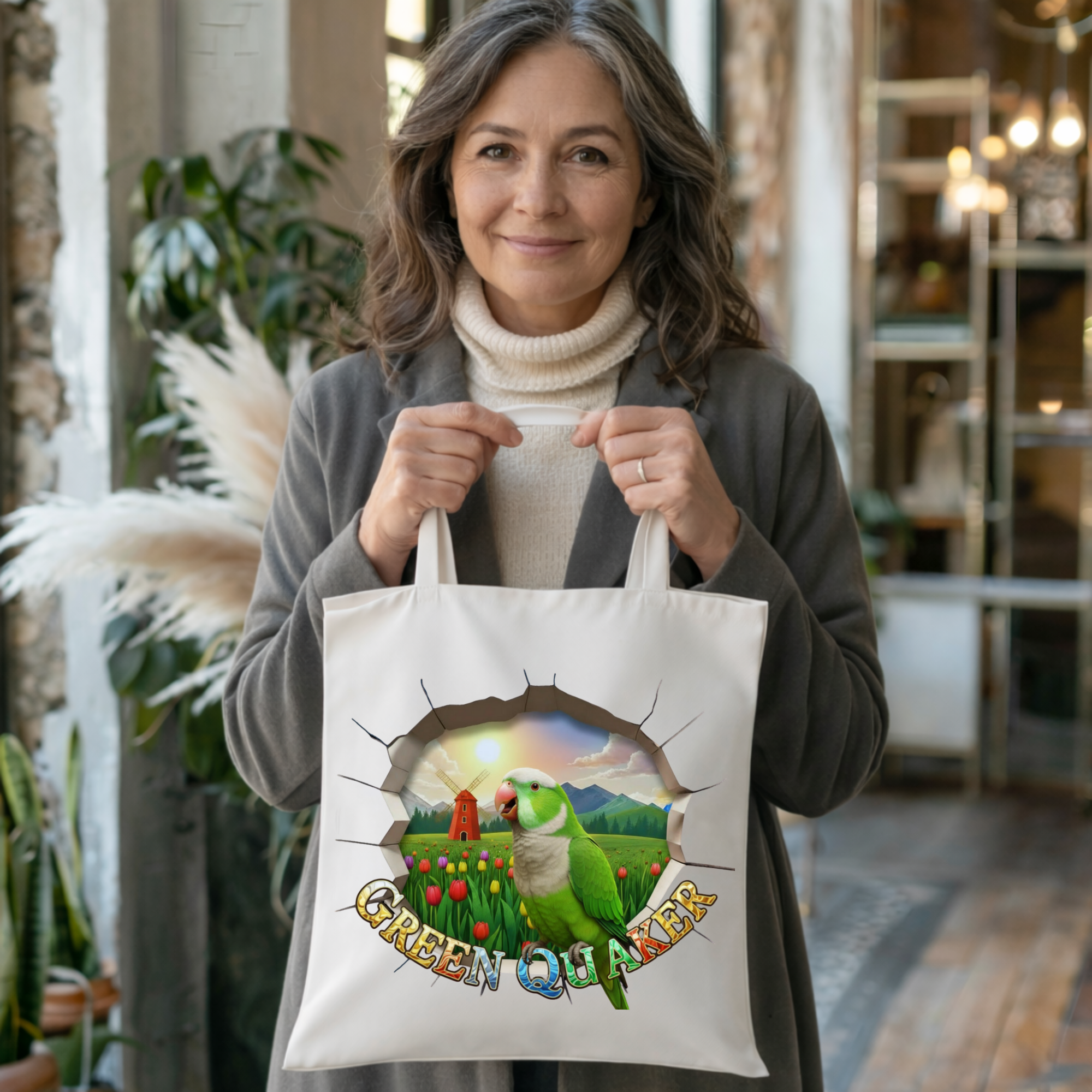 Green Quaker Floral Tote Bag