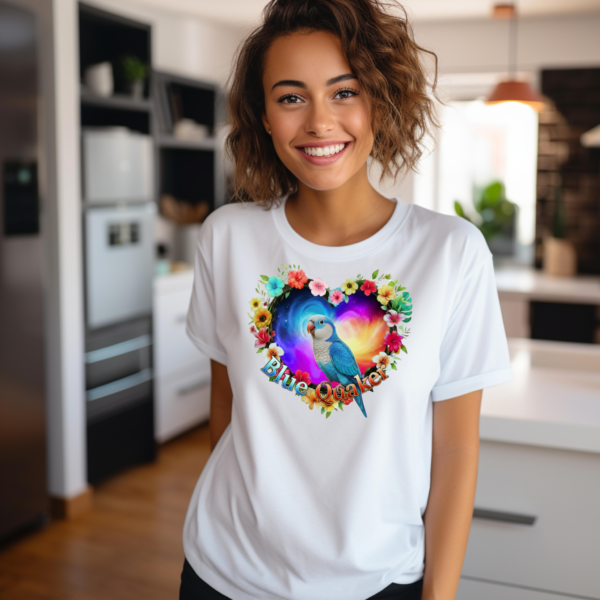 Blue Quaker Heart Design T-Shirt