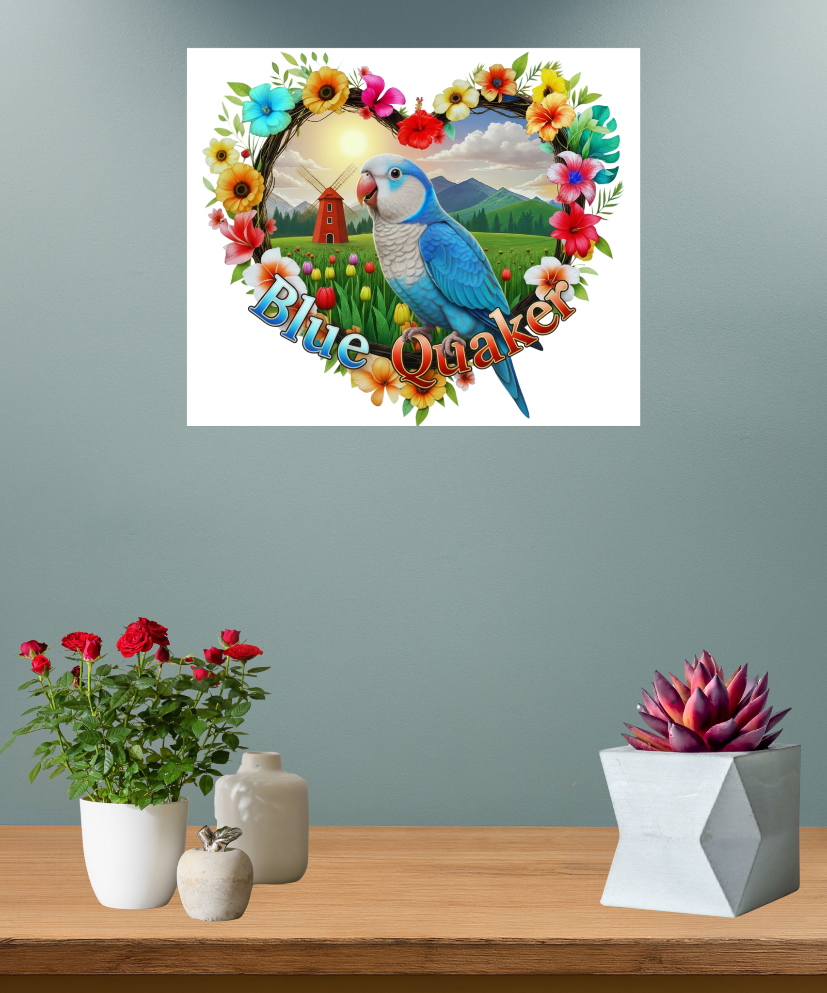 Blue Quaker Heart Design Wall-Hanging